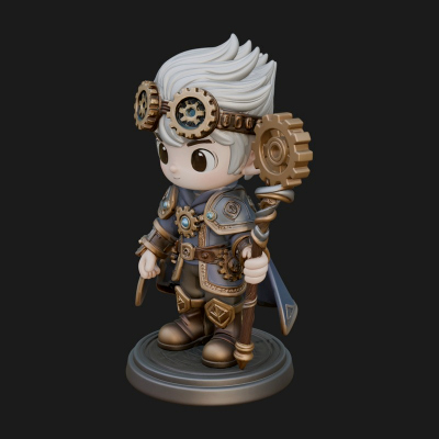 Chibi Gear Crown Knight Statue Design 1 3D Print Model