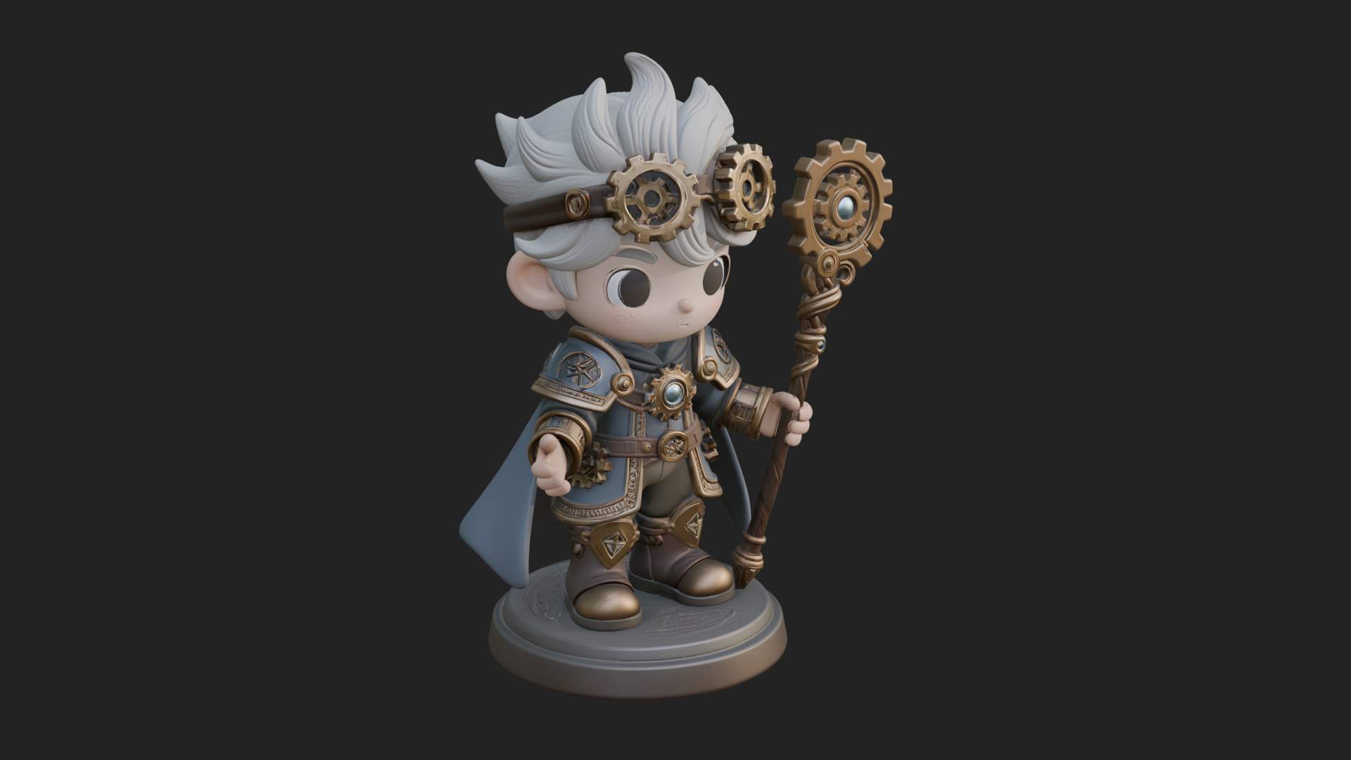 Chibi Gear Crown Knight Statue Design 2 3D Print Model 3D Model