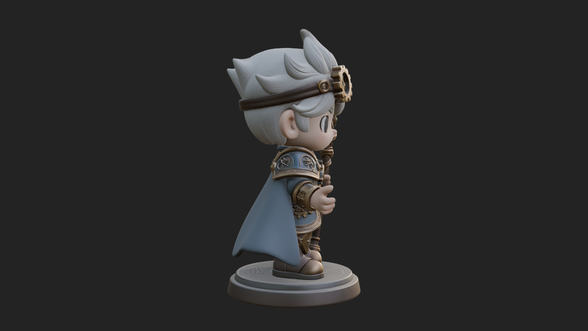 Chibi Gear Crown Knight Statue Design 2 3D Print Model 3D Model