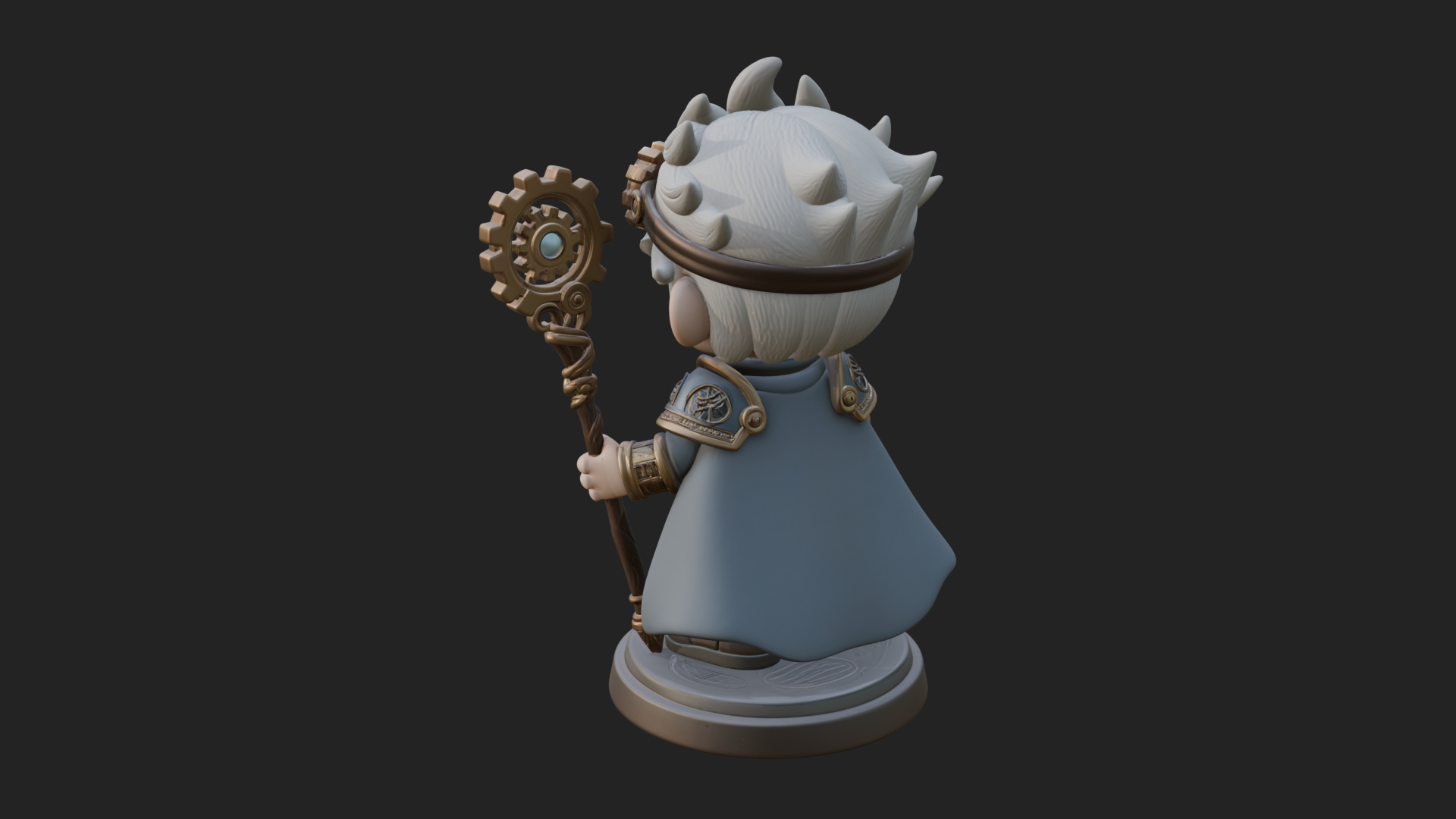 Chibi Gear Crown Knight Statue Design 2 3D Print Model 3D Model