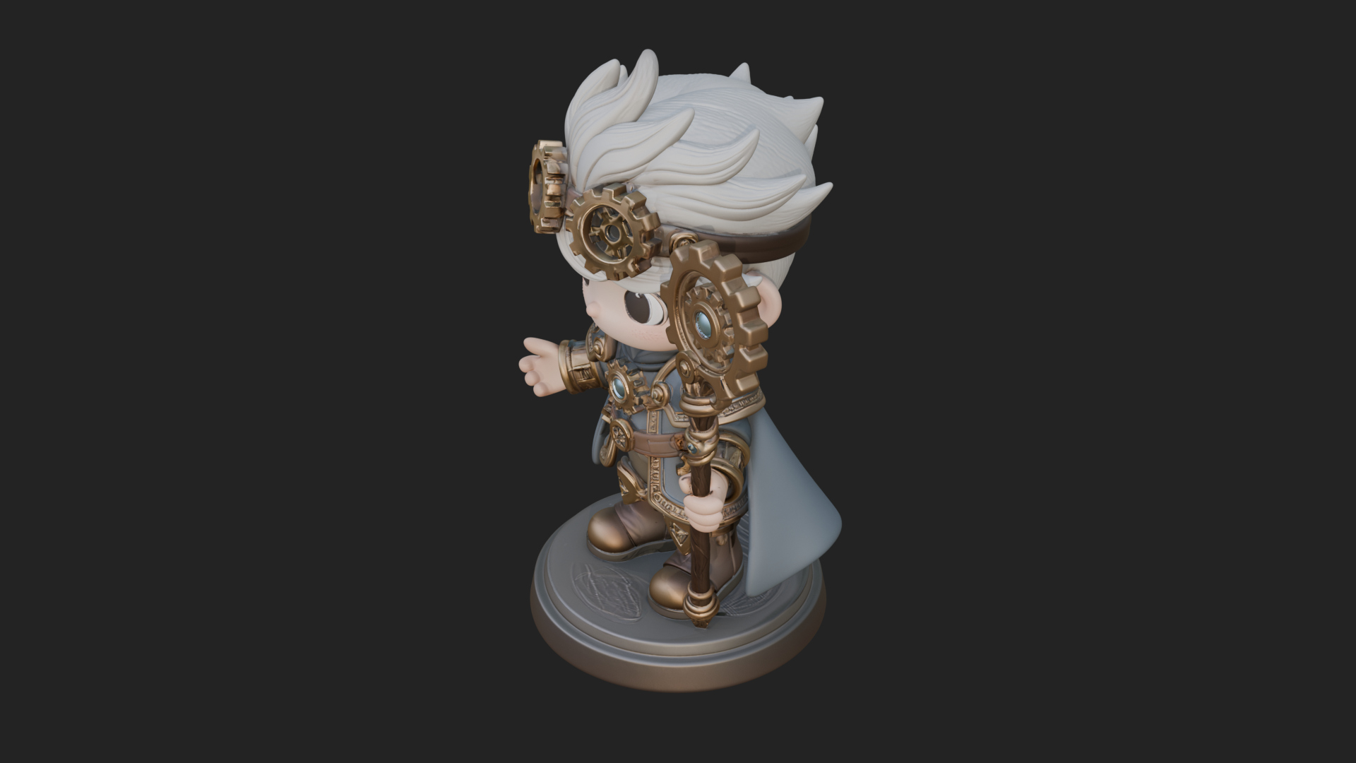 Chibi Gear Crown Knight Statue Design 2 3D Print Model 3D Model