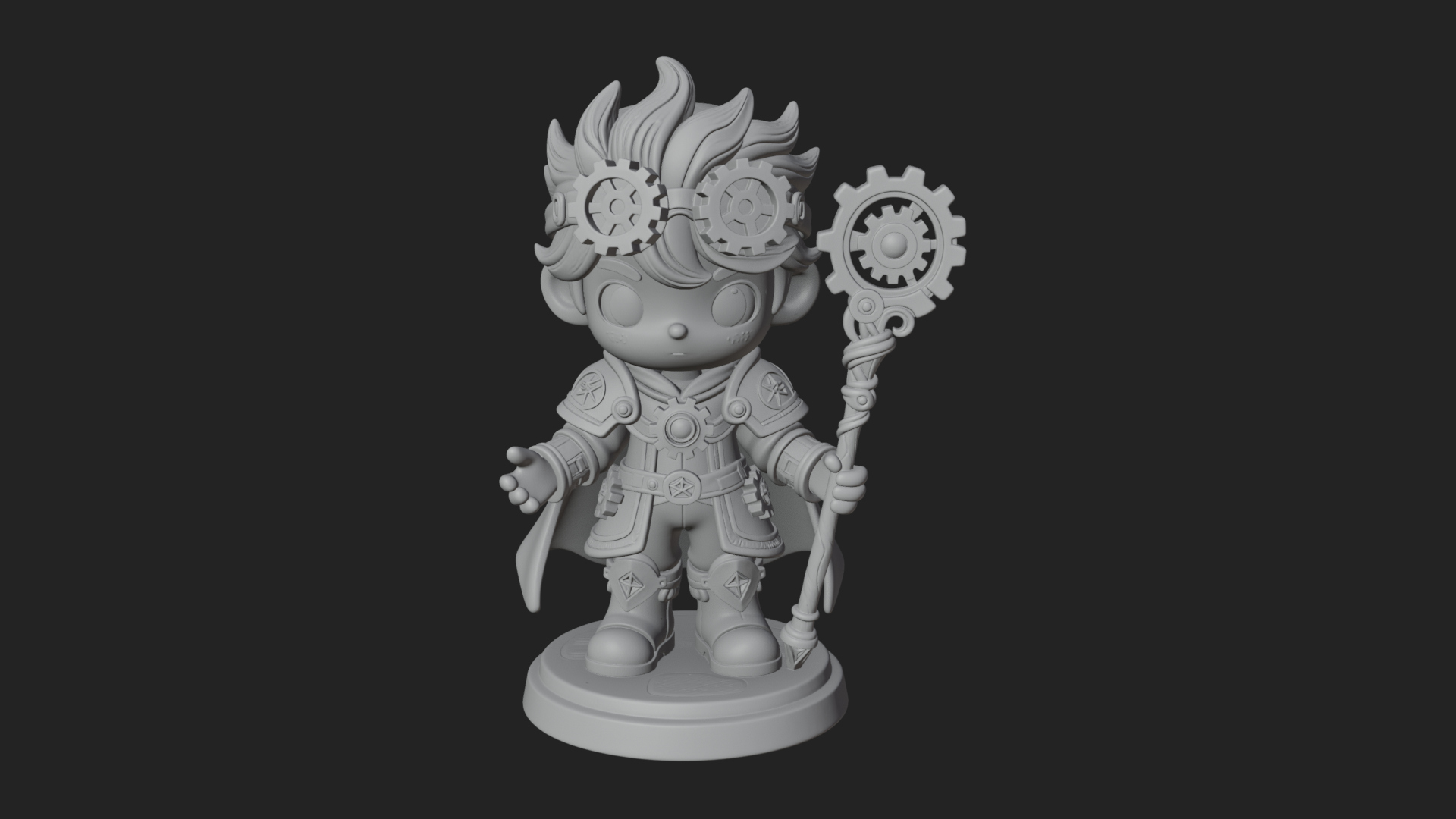Chibi Gear Crown Knight Statue Design 2 3D Print Model 3D Model