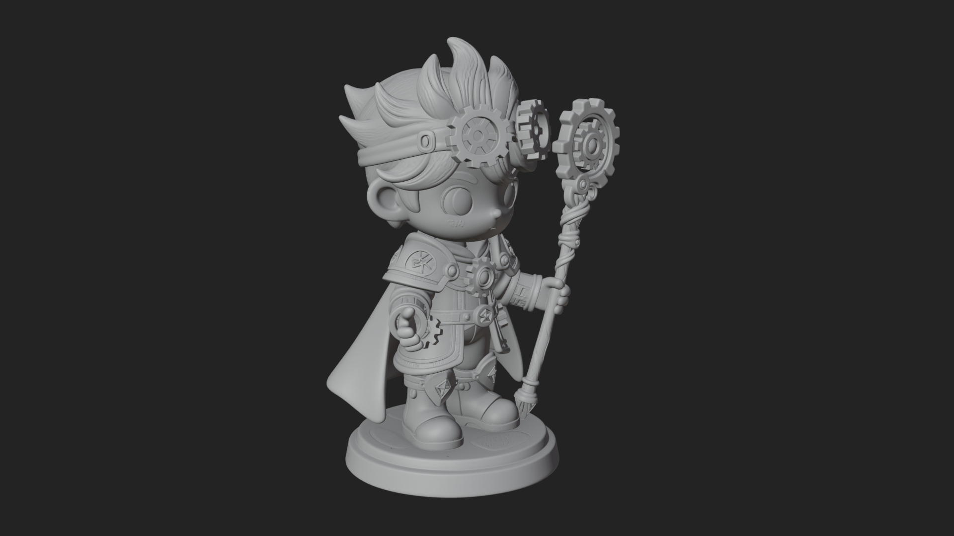 Chibi Gear Crown Knight Statue Design 2 3D Print Model 3D Model
