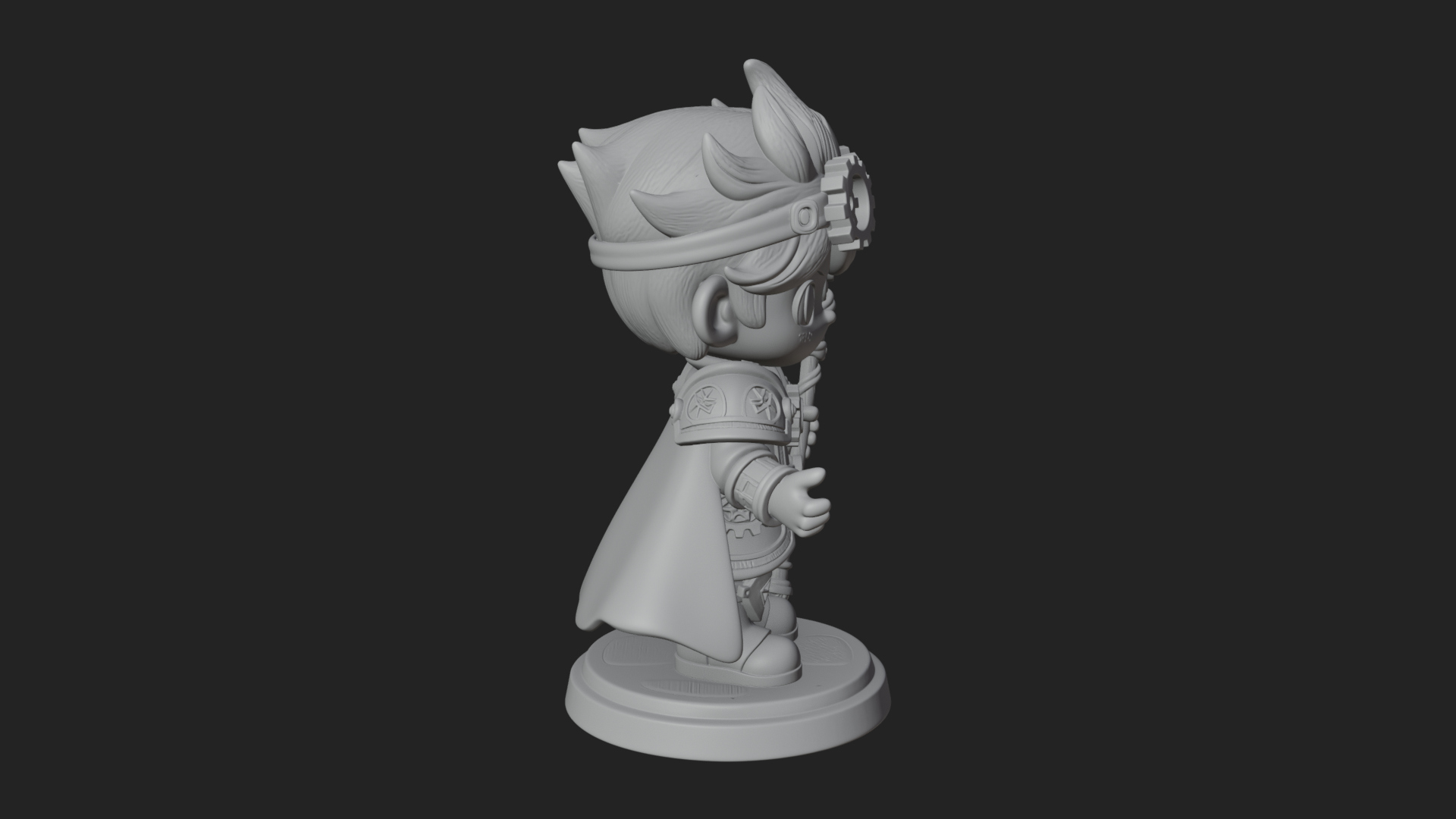 Chibi Gear Crown Knight Statue Design 2 3D Print Model 3D Model