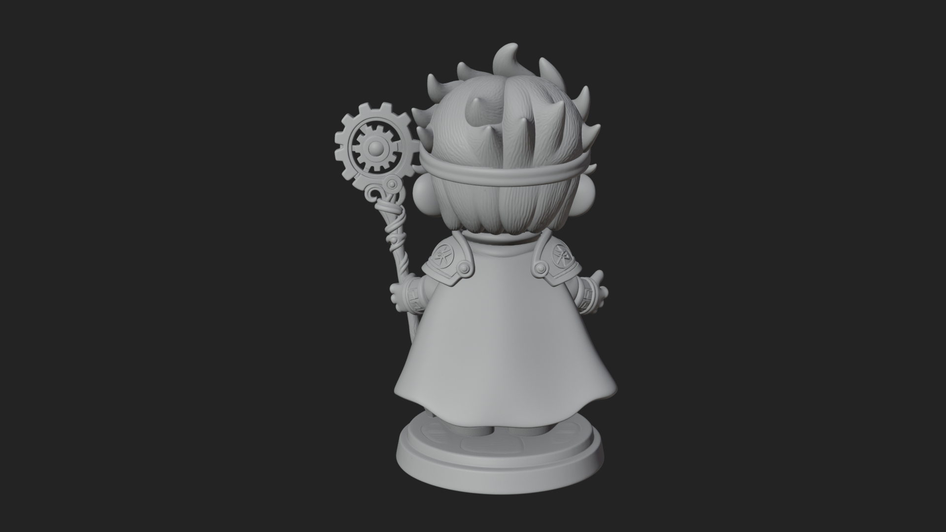 Chibi Gear Crown Knight Statue Design 2 3D Print Model 3D Model