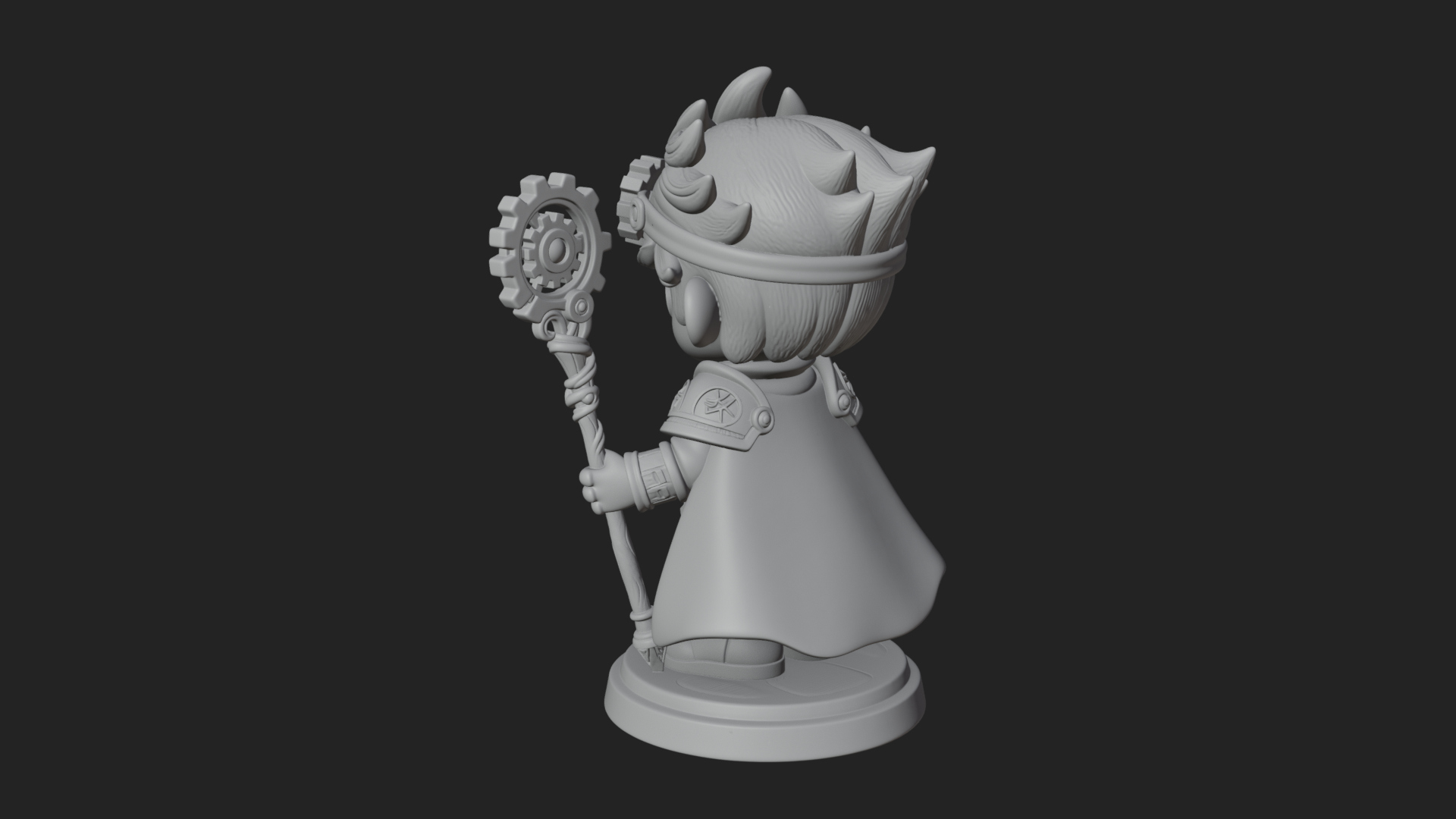 Chibi Gear Crown Knight Statue Design 2 3D Print Model 3D Model