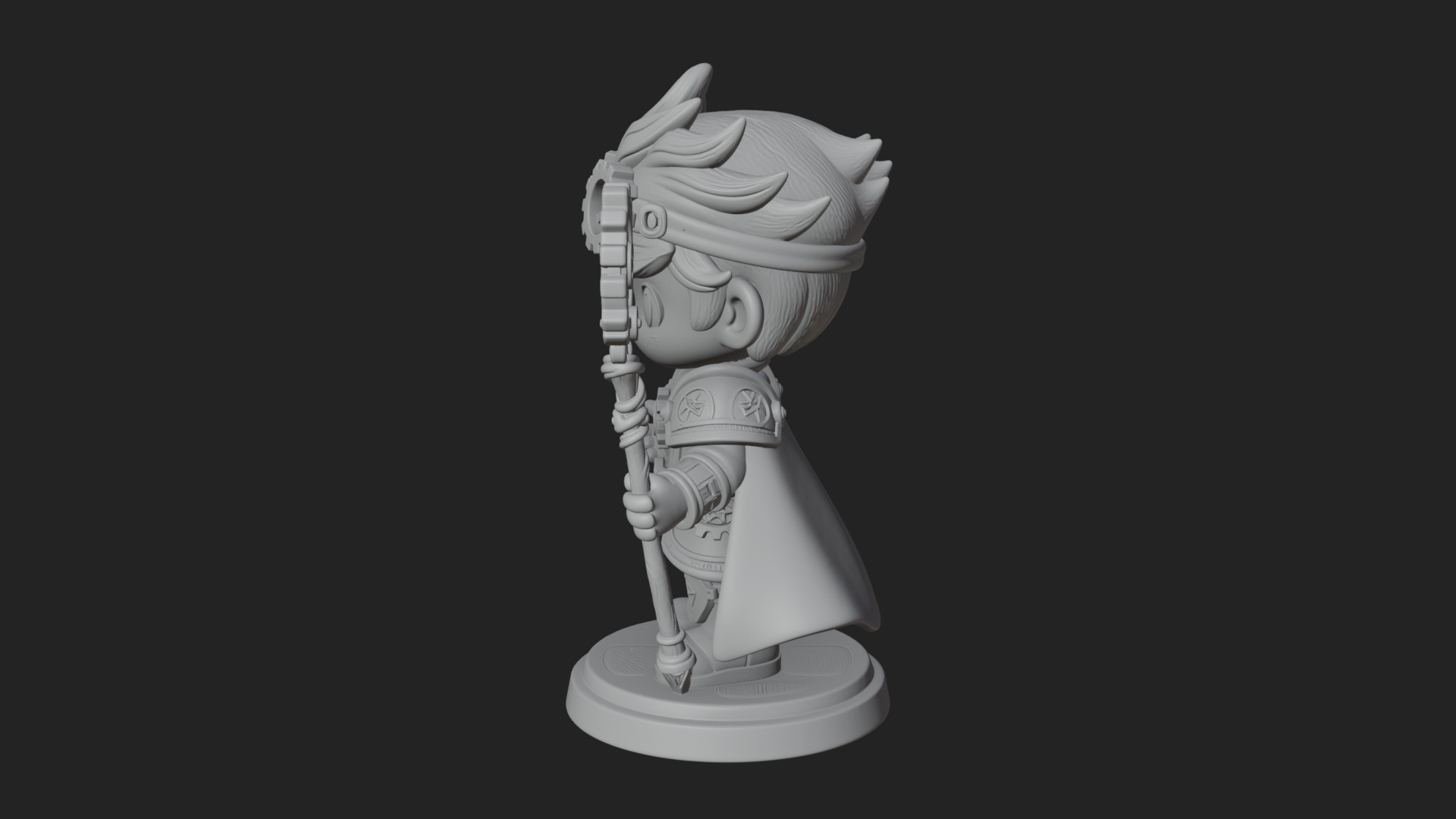 Chibi Gear Crown Knight Statue Design 2 3D Print Model 3D Model