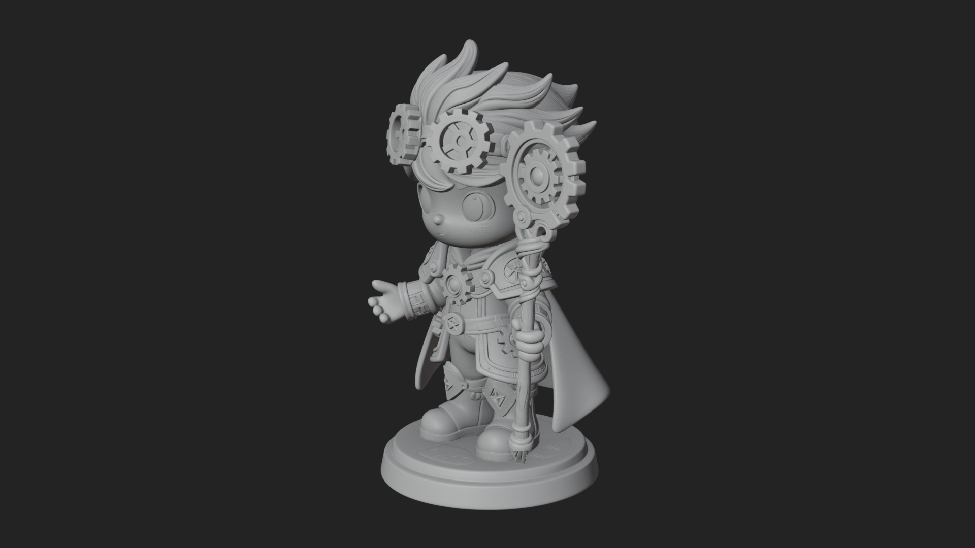 Chibi Gear Crown Knight Statue Design 2 3D Print Model 3D Model