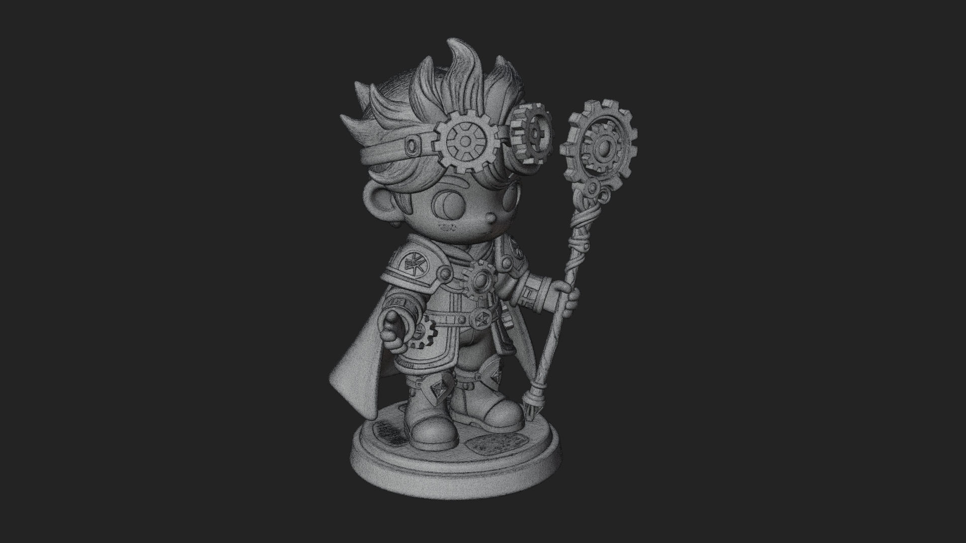 Chibi Gear Crown Knight Statue Design 2 3D Print Model 3D Model