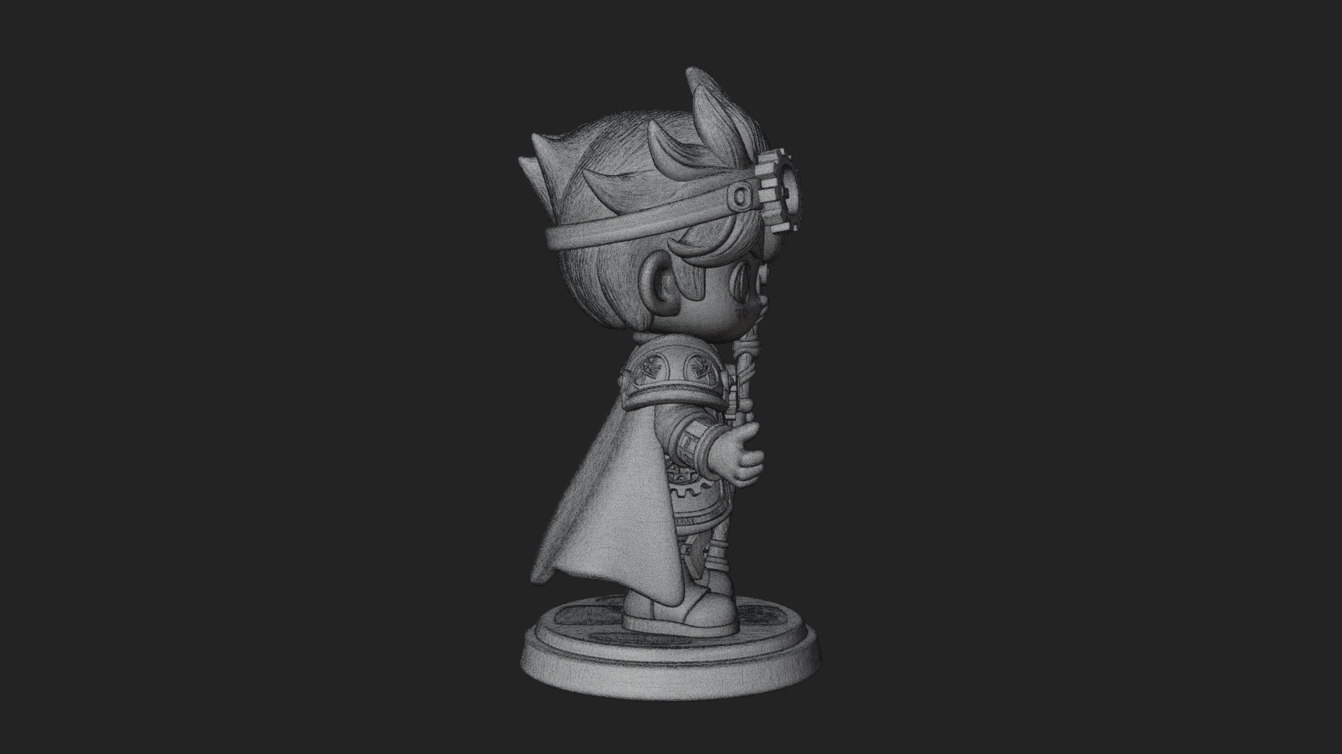 Chibi Gear Crown Knight Statue Design 2 3D Print Model 3D Model