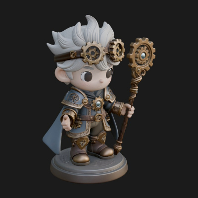 Chibi Gear Crown Knight Statue Design 2 3D Print Model