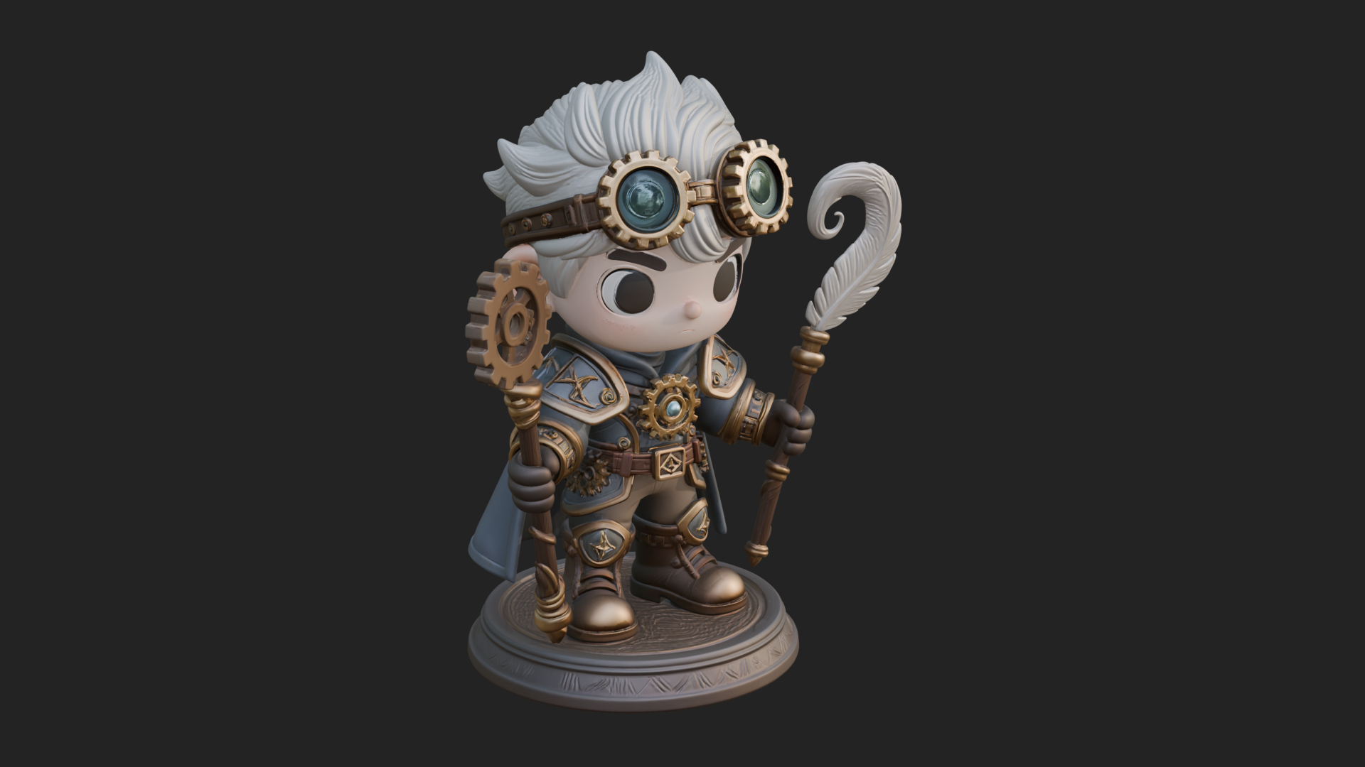 Chibi Gear Crown Knight Statue Design 3 3D Print Model 3D Model