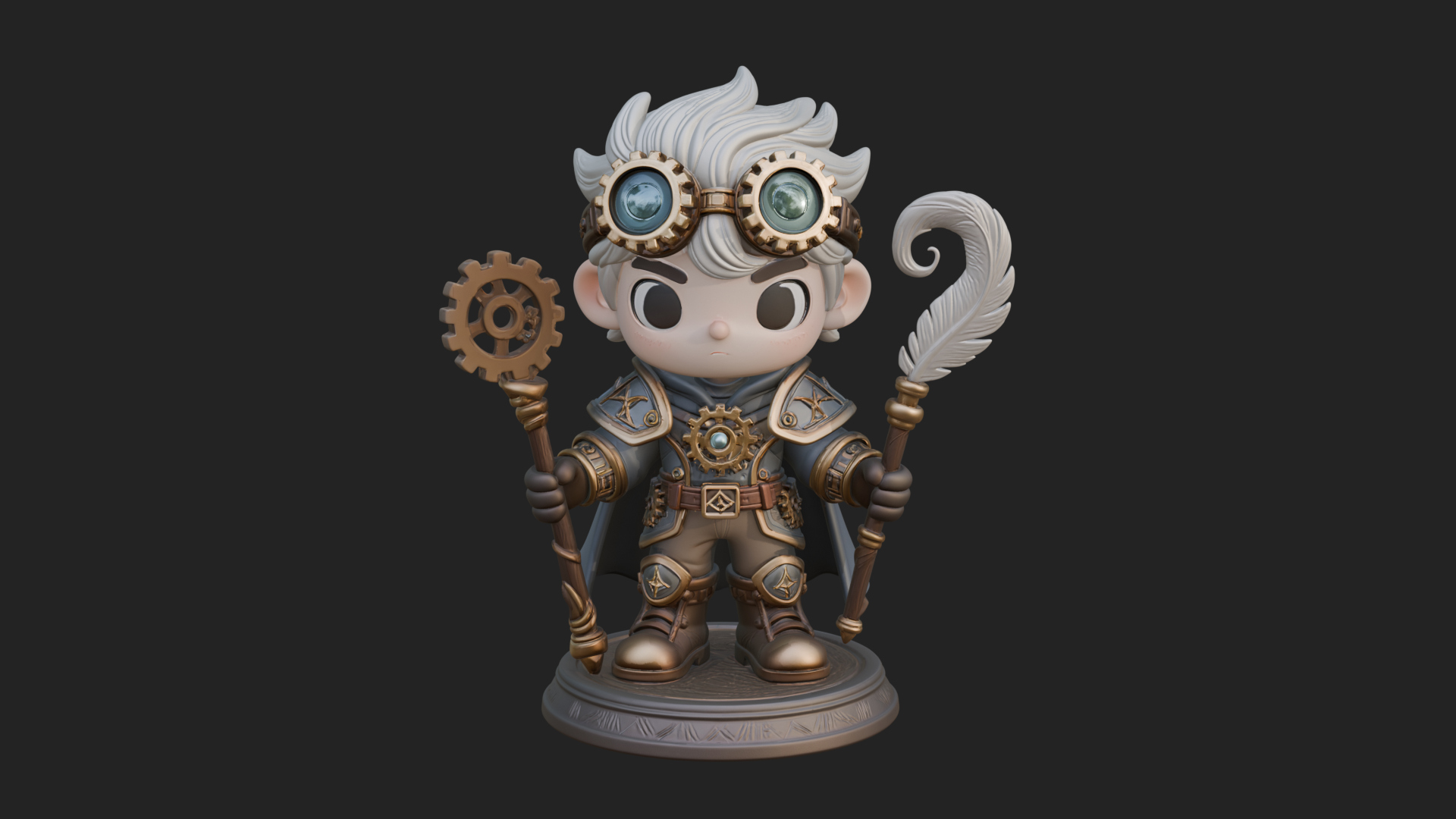 Chibi Gear Crown Knight Statue Design 3 3D Print Model 3D Model
