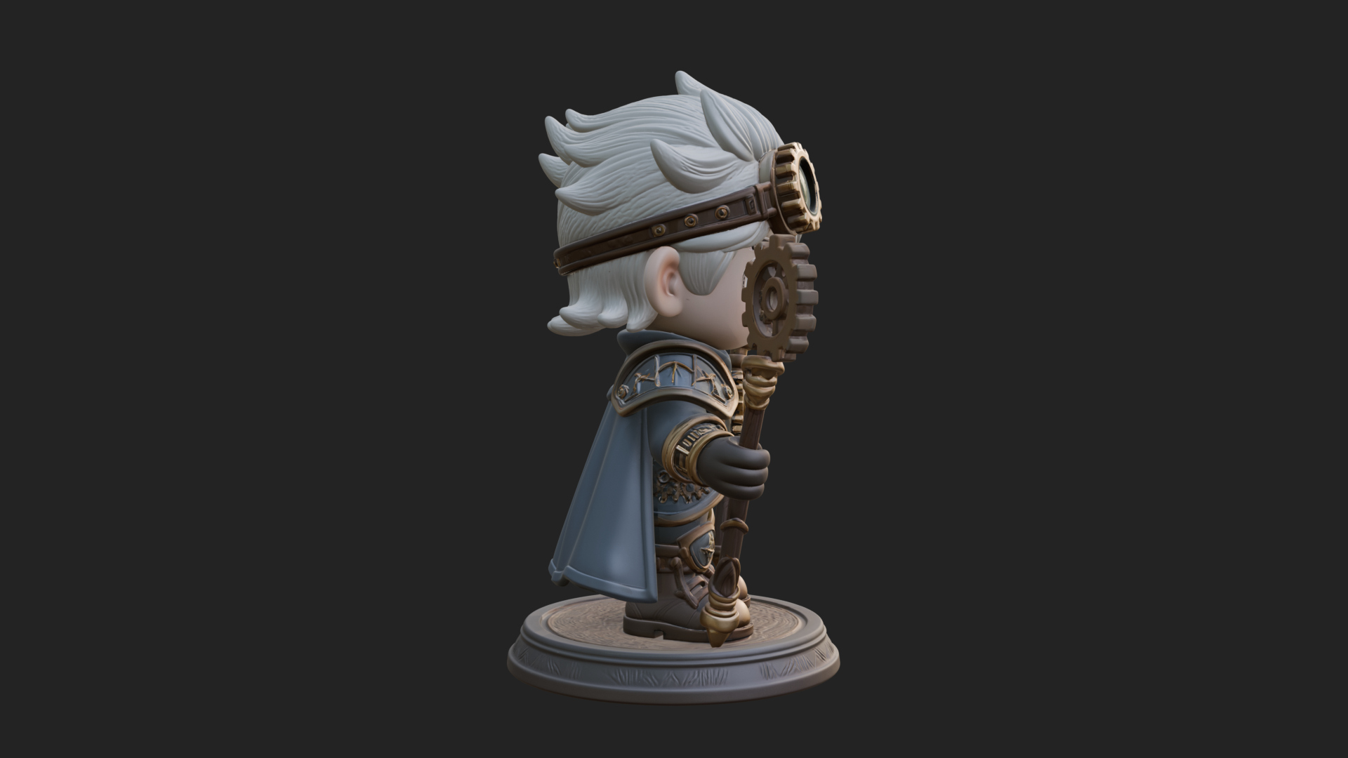 Chibi Gear Crown Knight Statue Design 3 3D Print Model 3D Model