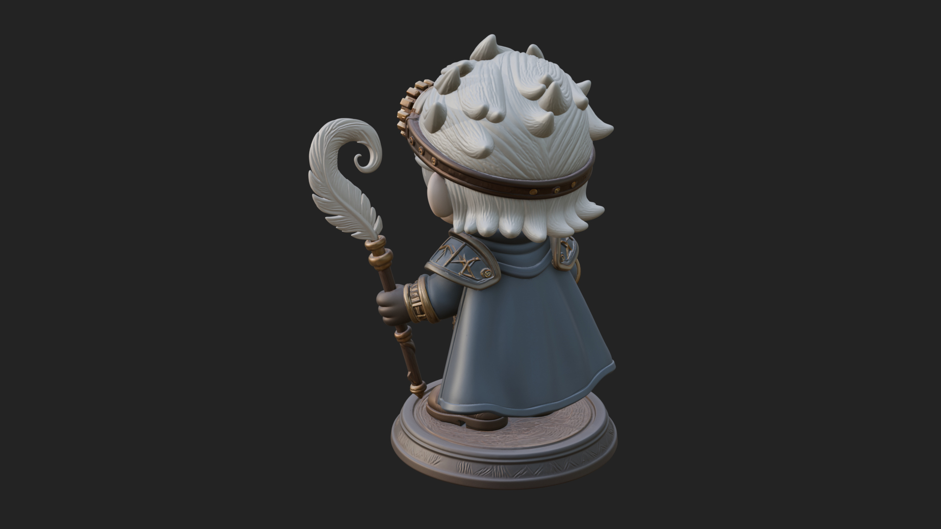 Chibi Gear Crown Knight Statue Design 3 3D Print Model 3D Model