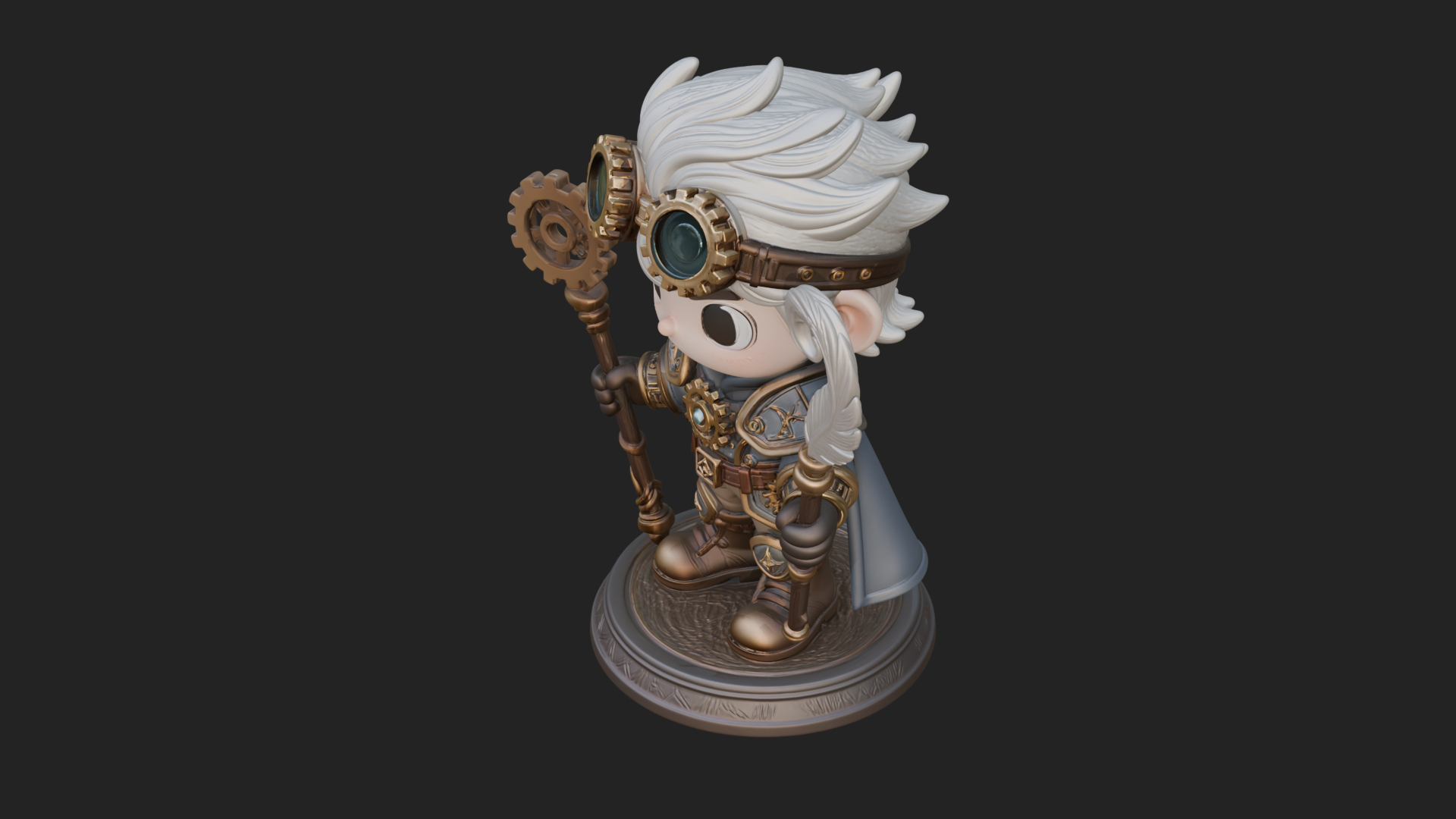 Chibi Gear Crown Knight Statue Design 3 3D Print Model 3D Model