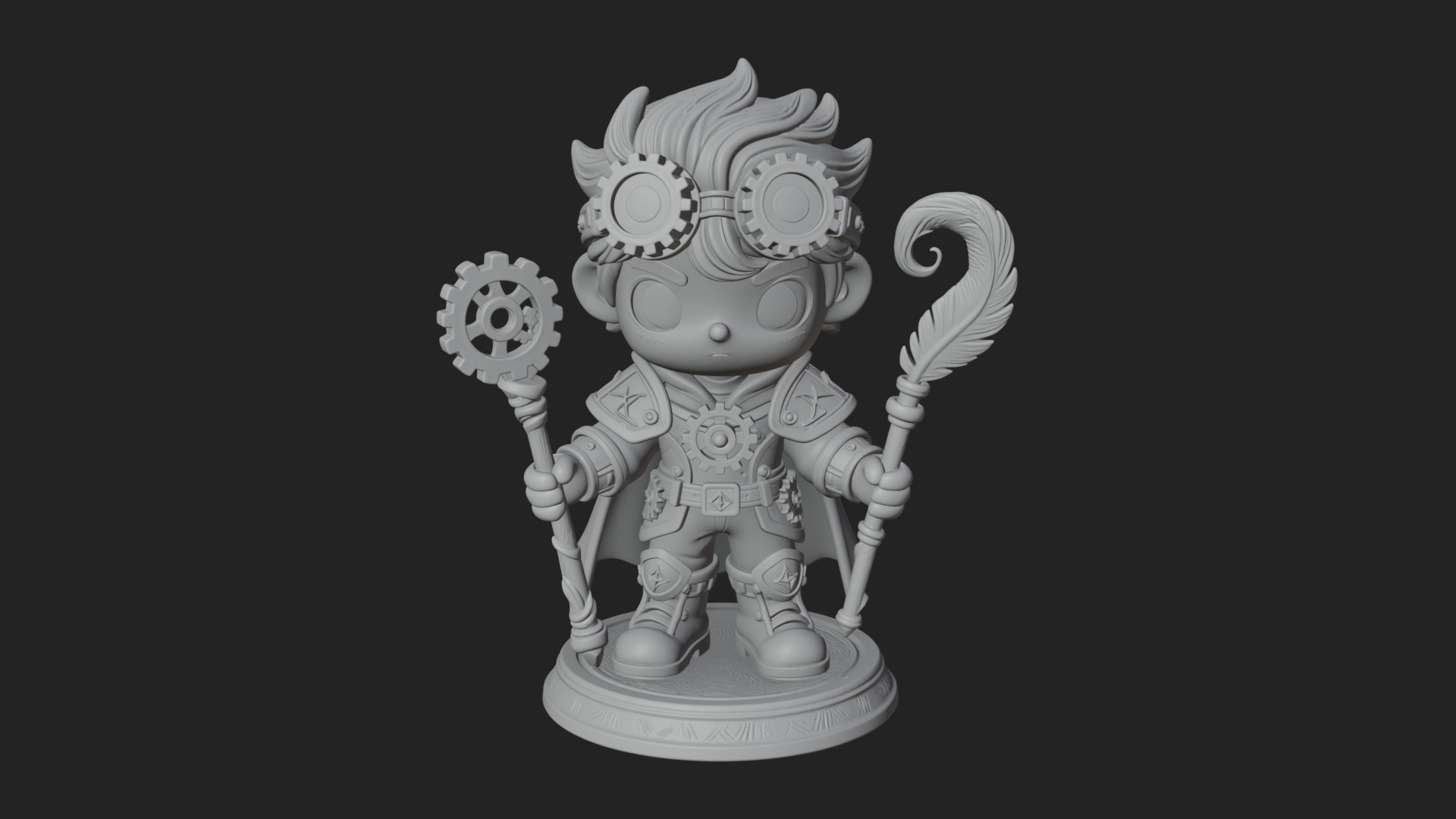Chibi Gear Crown Knight Statue Design 3 3D Print Model 3D Model