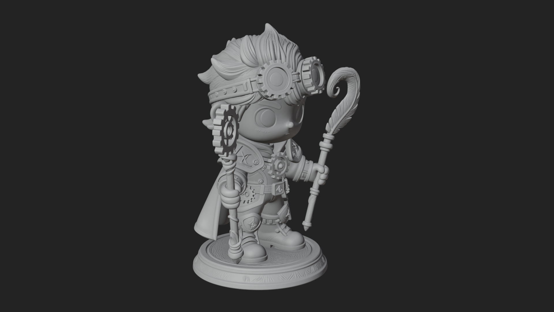 Chibi Gear Crown Knight Statue Design 3 3D Print Model 3D Model
