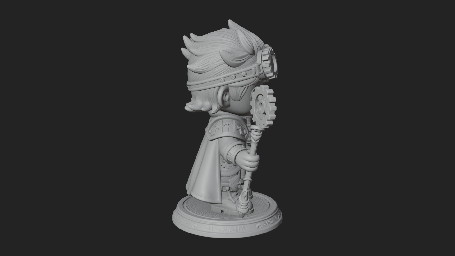 Chibi Gear Crown Knight Statue Design 3 3D Print Model 3D Model