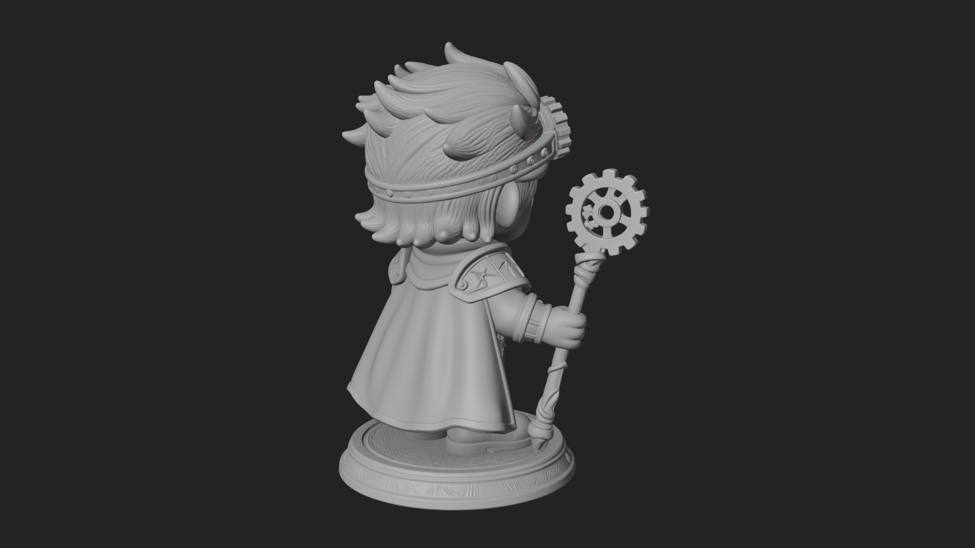 Chibi Gear Crown Knight Statue Design 3 3D Print Model 3D Model