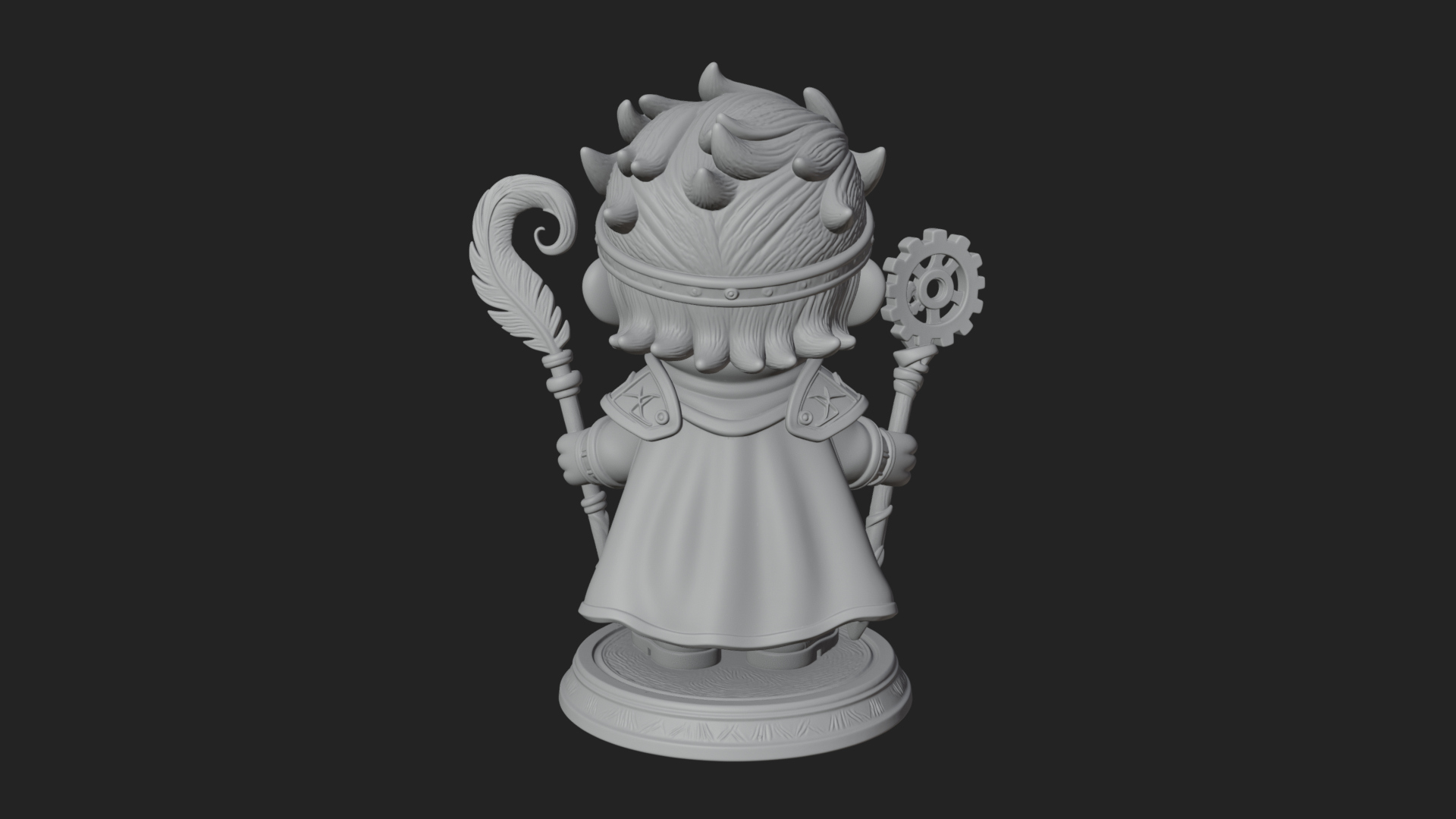 Chibi Gear Crown Knight Statue Design 3 3D Print Model 3D Model