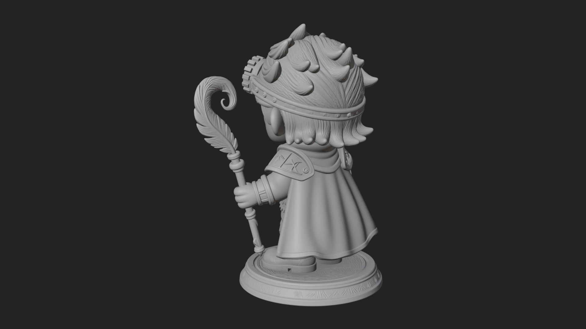 Chibi Gear Crown Knight Statue Design 3 3D Print Model 3D Model
