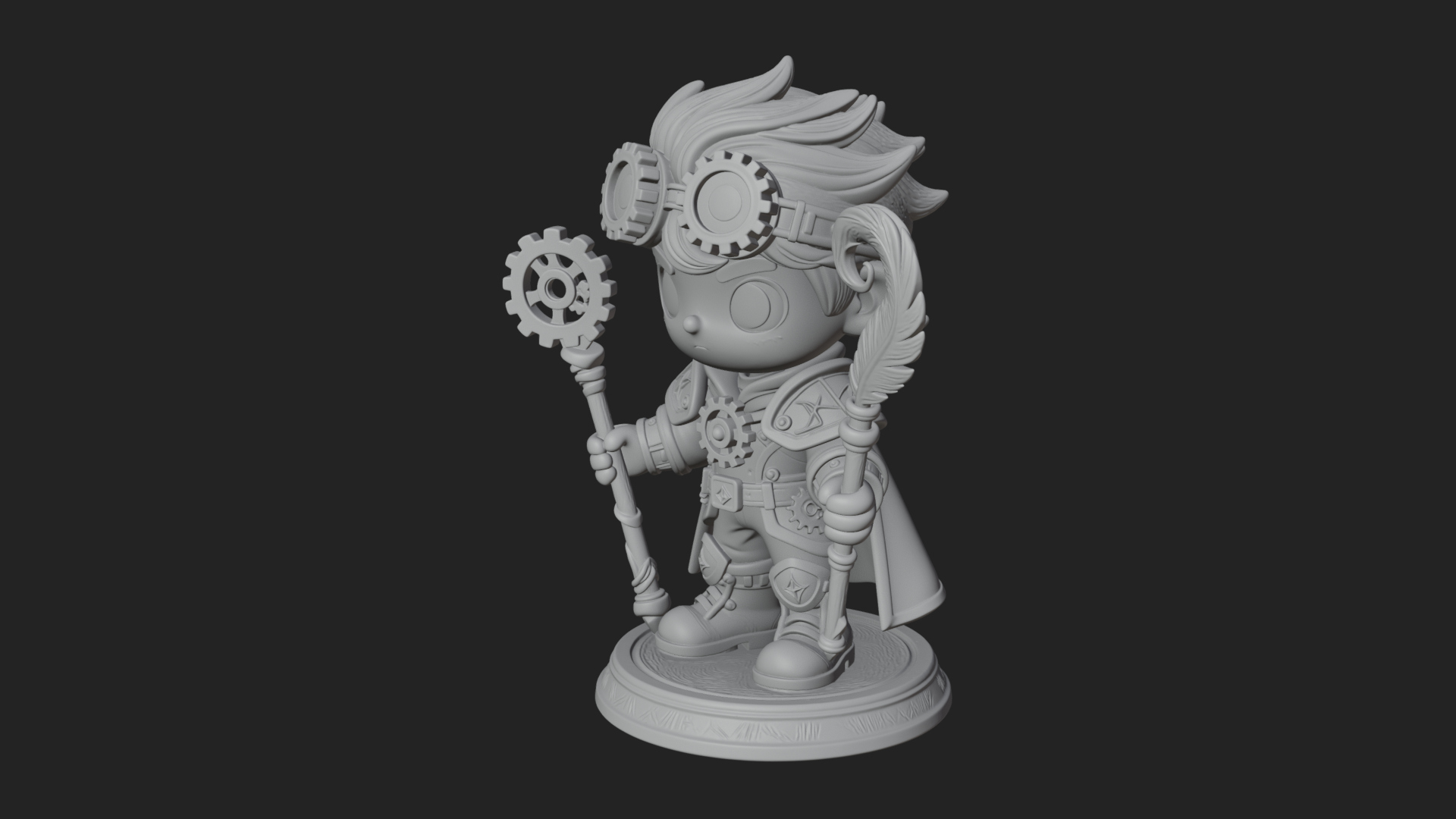 Chibi Gear Crown Knight Statue Design 3 3D Print Model 3D Model