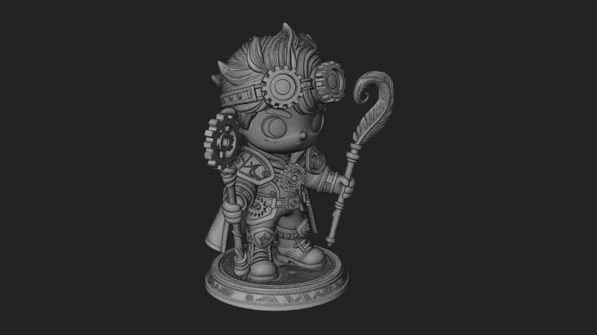 Chibi Gear Crown Knight Statue Design 3 3D Print Model 3D Model