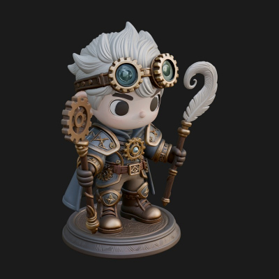 Chibi Gear Crown Knight Statue Design 3 3D Print Model