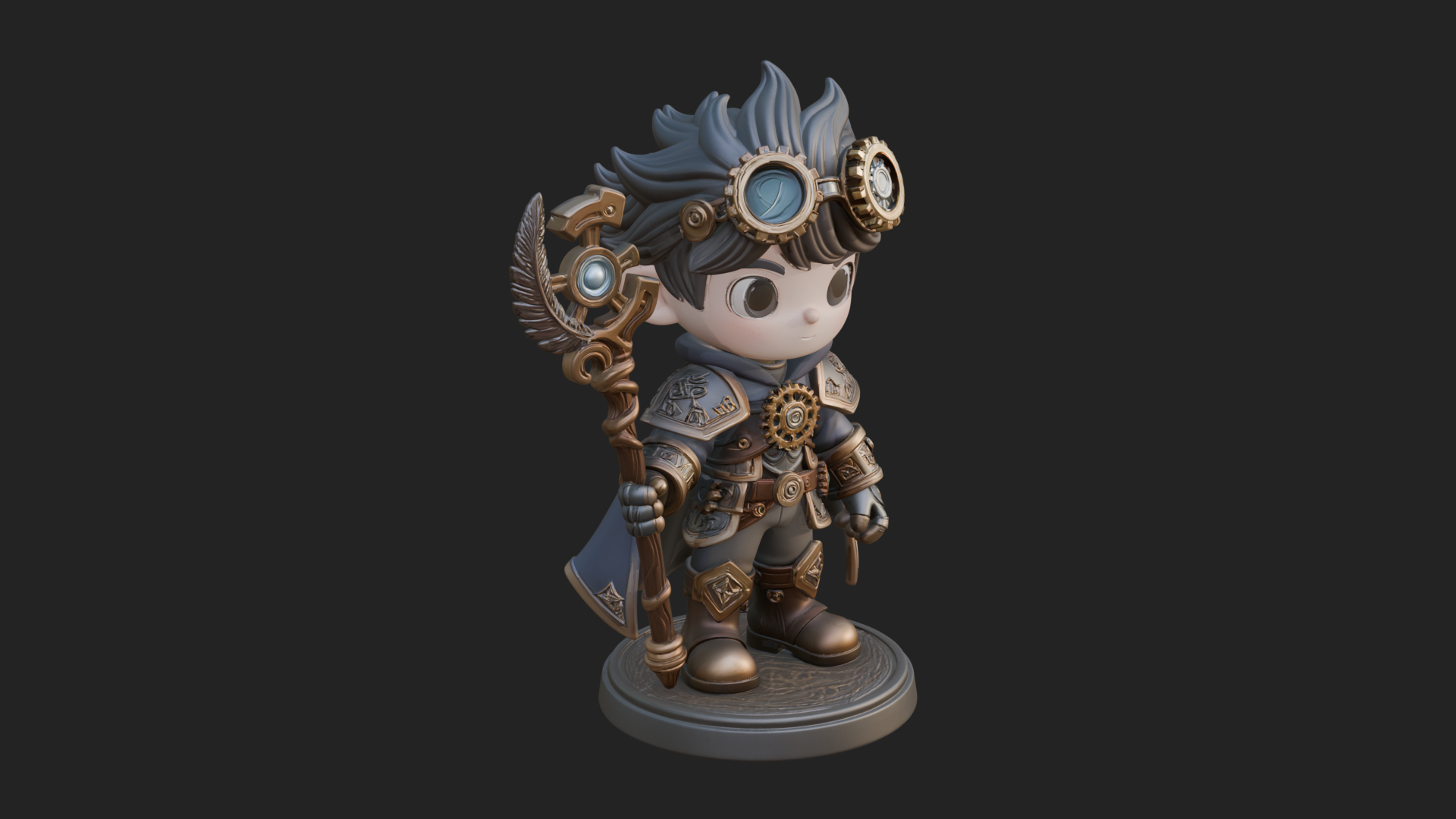 Chibi Gear Crown Knight Statue Design 4 3D Print Model 3D Model