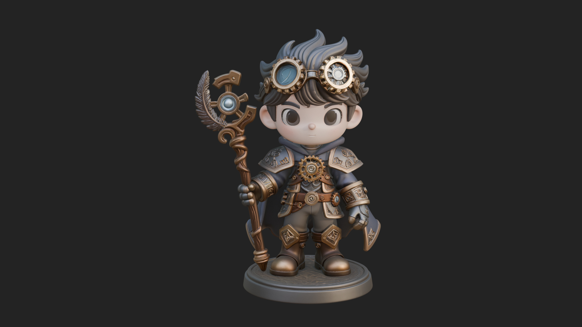 Chibi Gear Crown Knight Statue Design 4 3D Print Model 3D Model