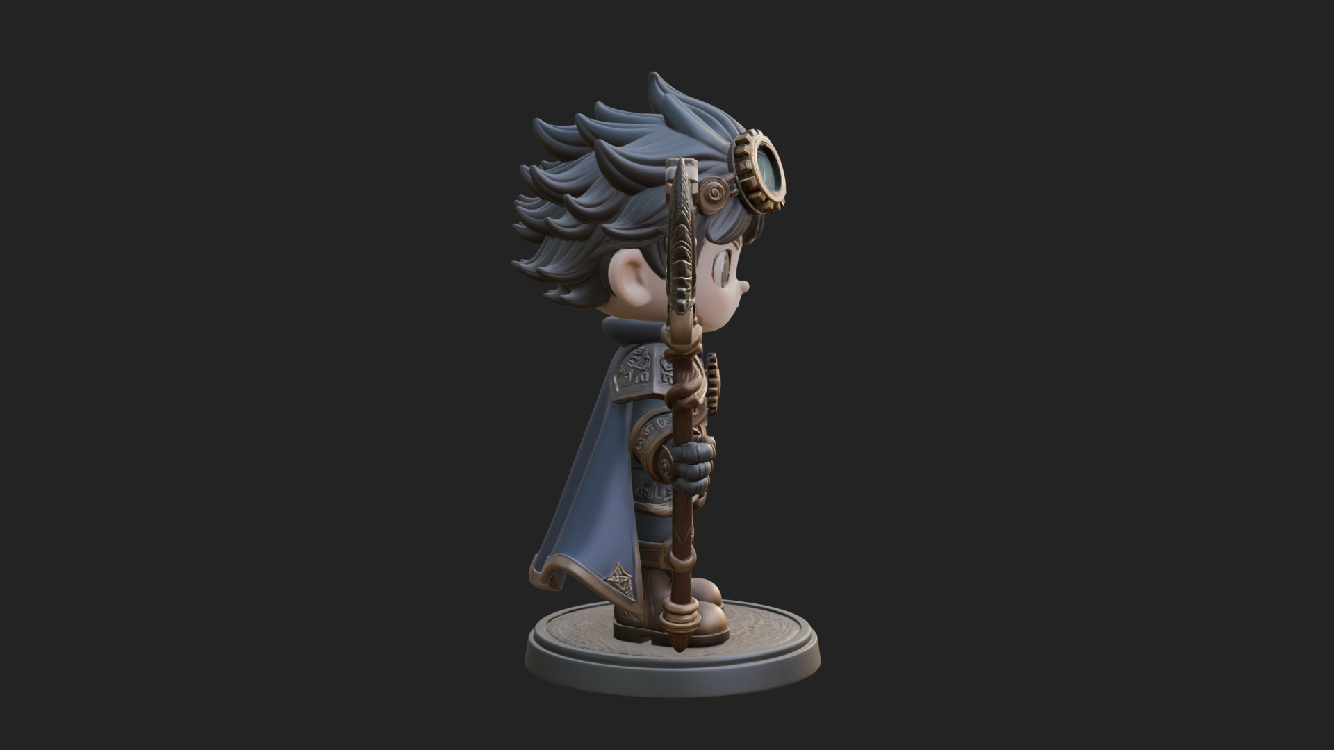 Chibi Gear Crown Knight Statue Design 4 3D Print Model 3D Model