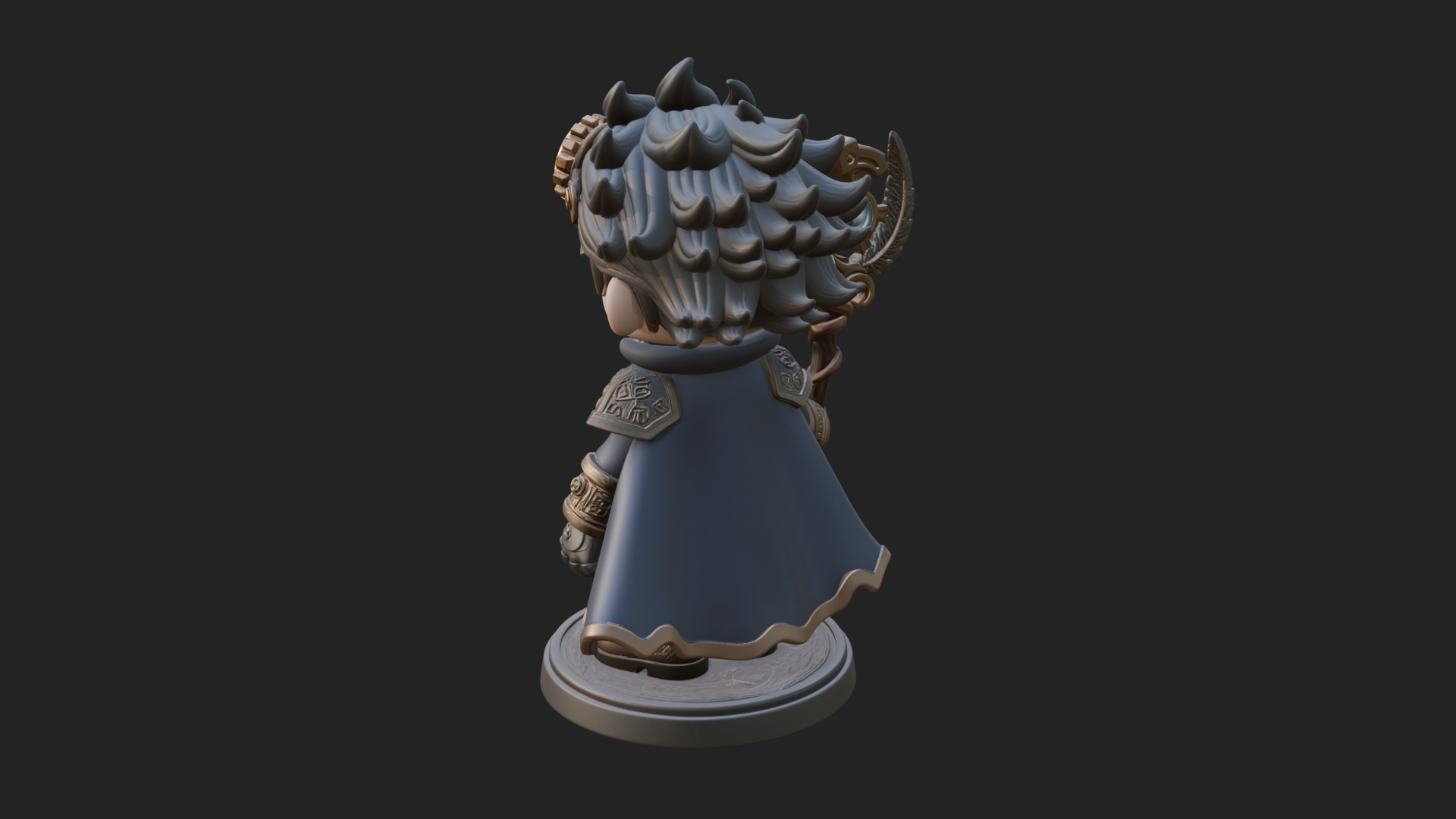 Chibi Gear Crown Knight Statue Design 4 3D Print Model 3D Model