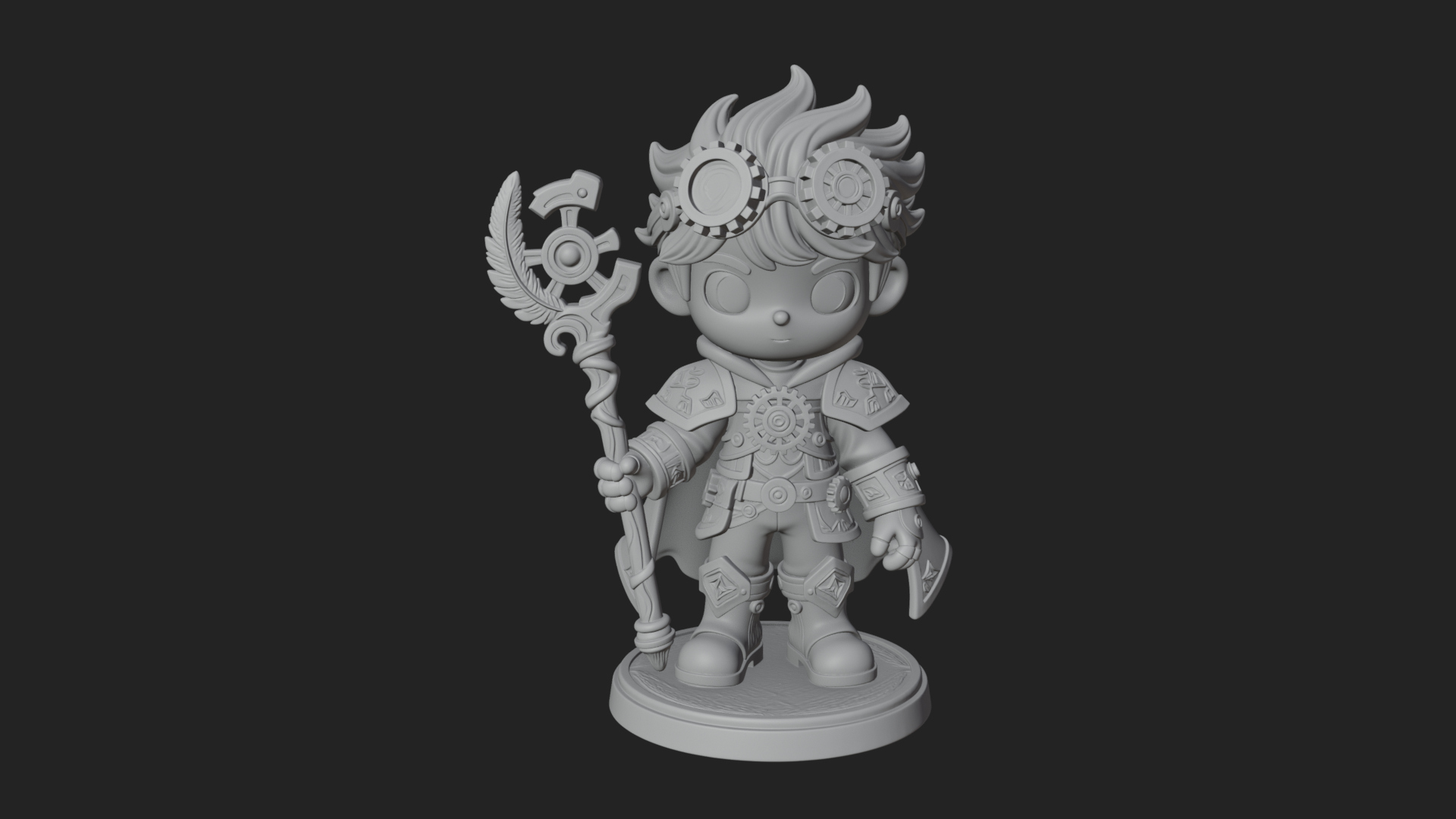 Chibi Gear Crown Knight Statue Design 4 3D Print Model 3D Model