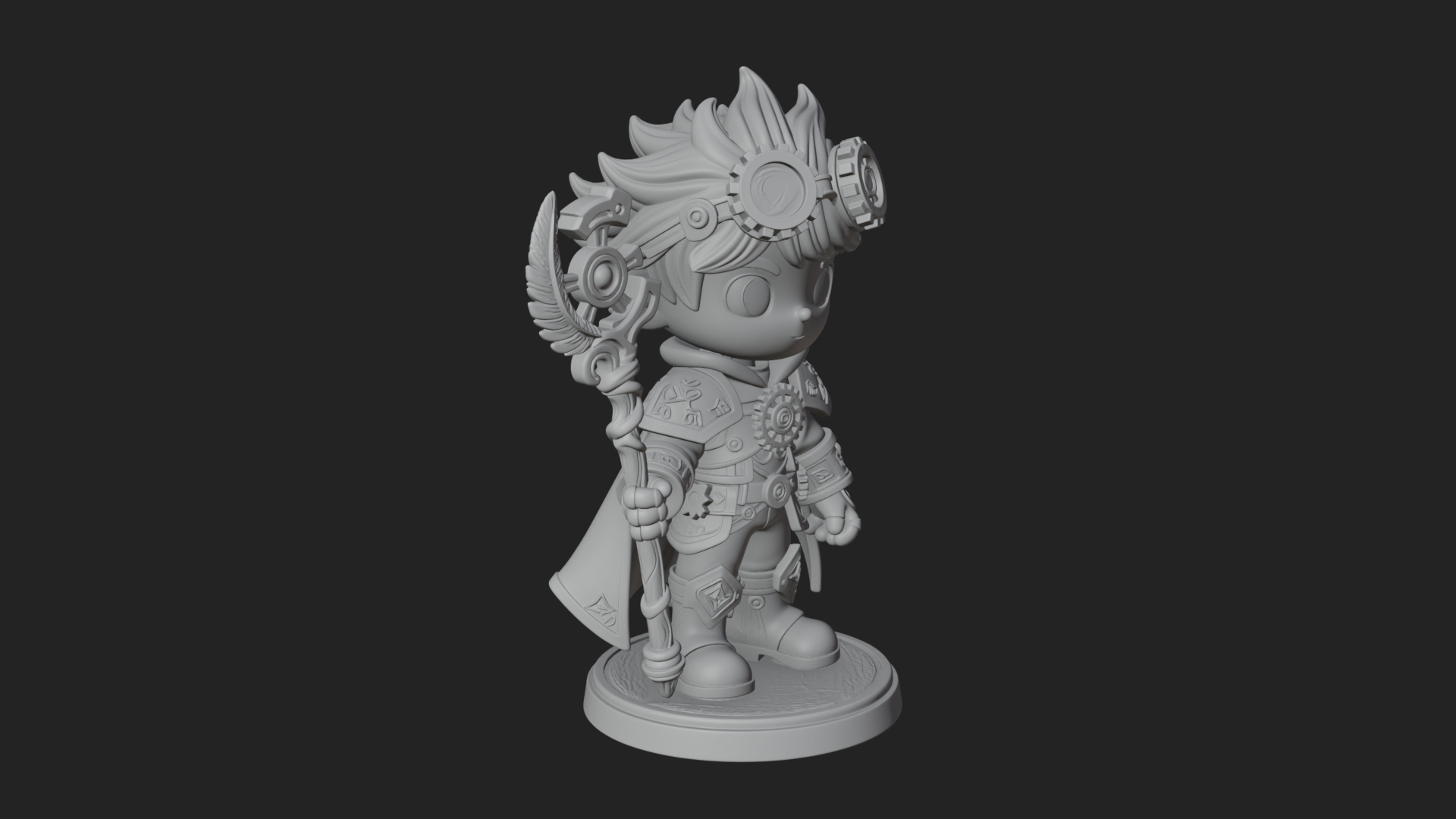 Chibi Gear Crown Knight Statue Design 4 3D Print Model 3D Model