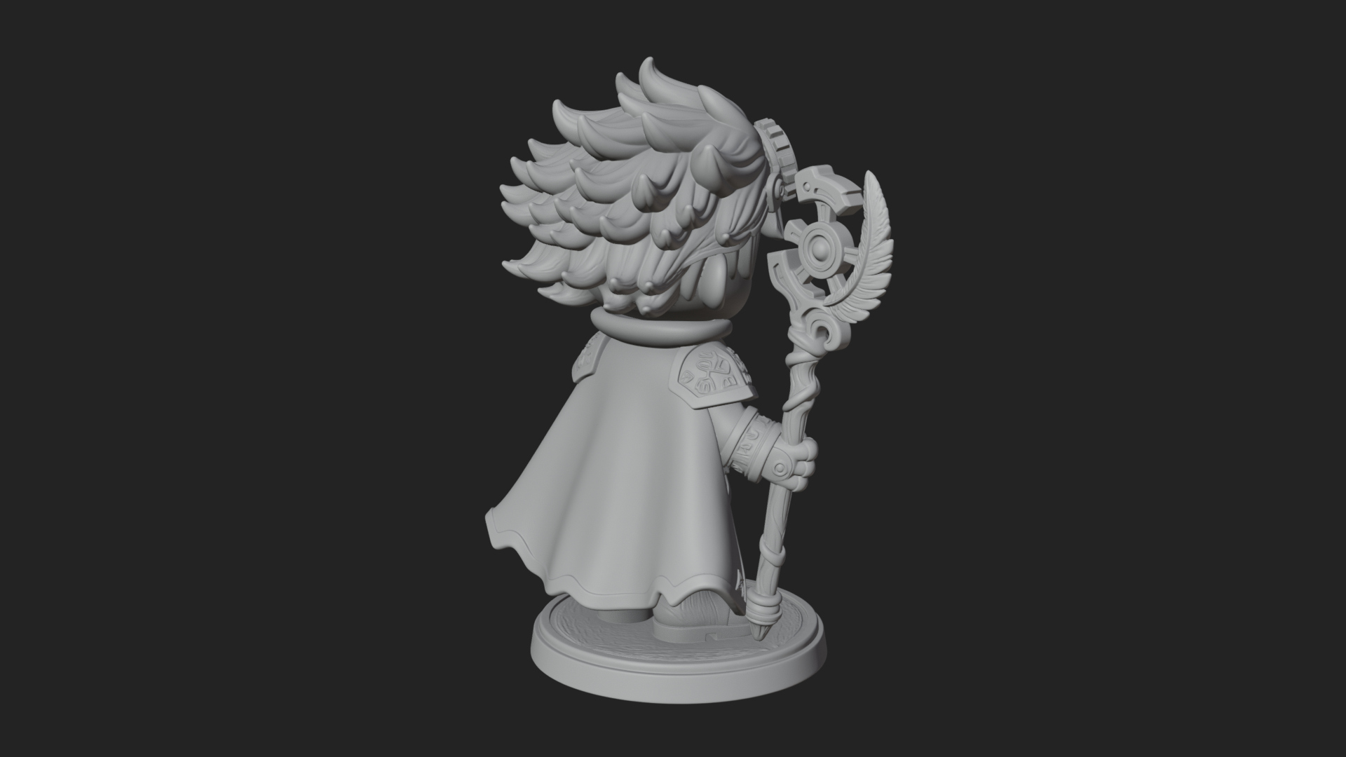 Chibi Gear Crown Knight Statue Design 4 3D Print Model 3D Model