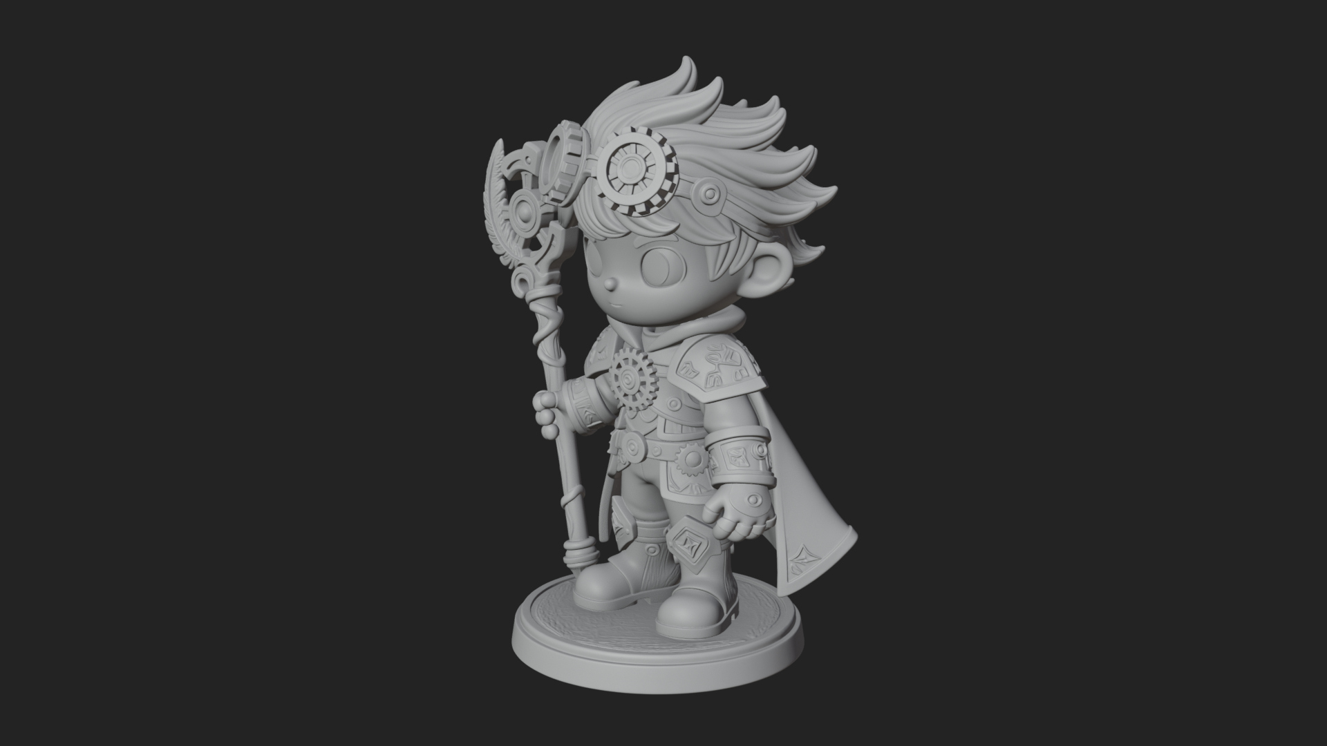 Chibi Gear Crown Knight Statue Design 4 3D Print Model 3D Model