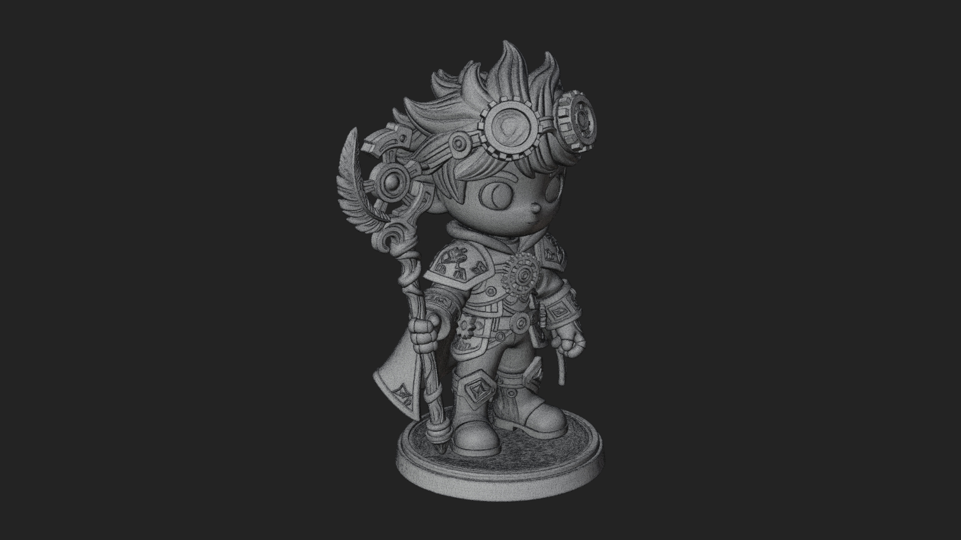 Chibi Gear Crown Knight Statue Design 4 3D Print Model 3D Model