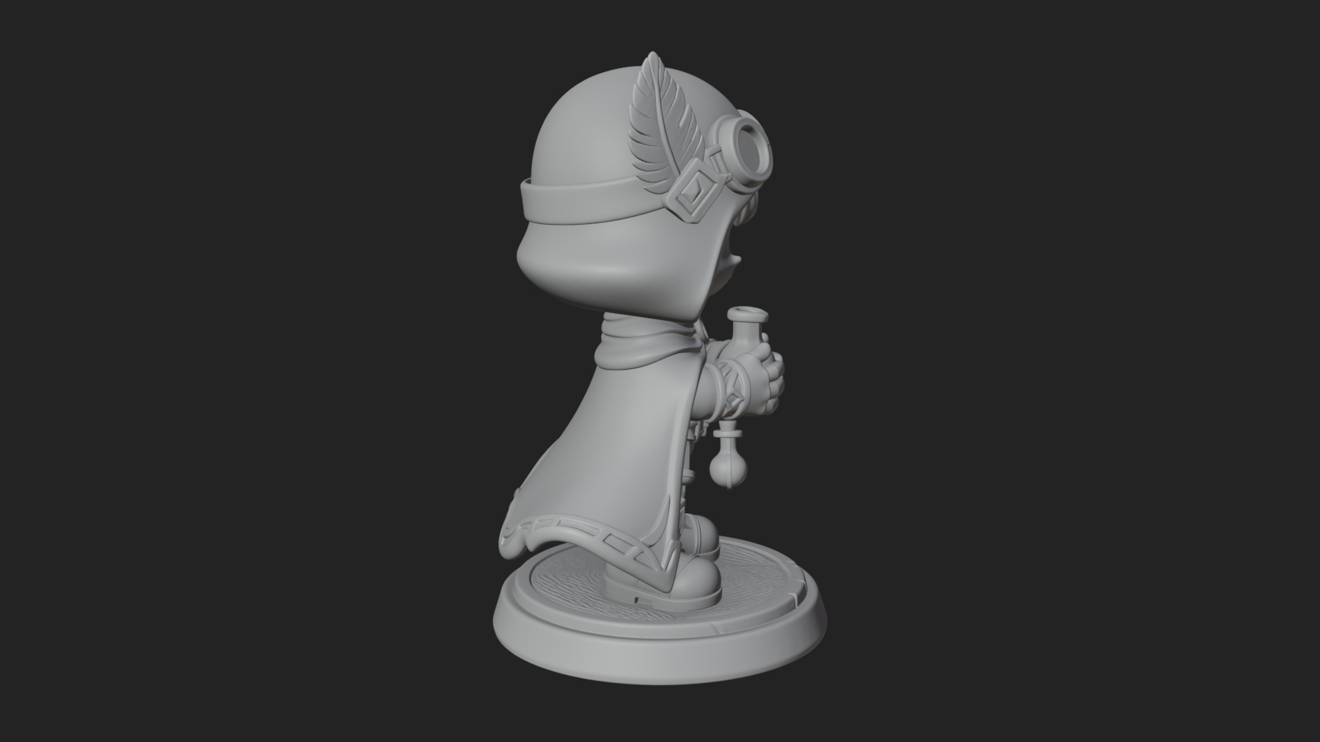 Chibi Hooded Alchemist Statue Design 1 3D Print Model 3D Model