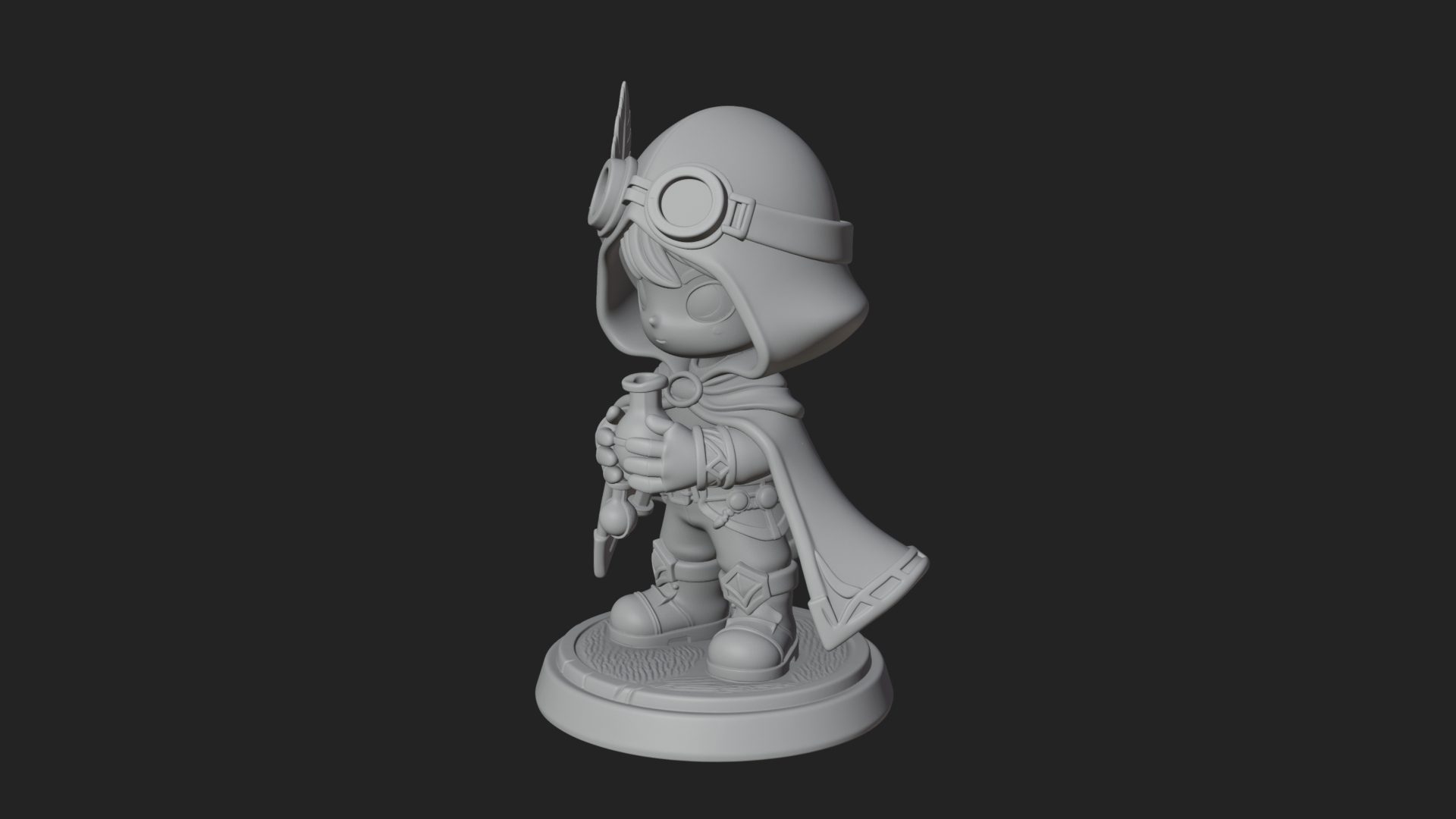 Chibi Hooded Alchemist Statue Design 1 3D Print Model 3D Model