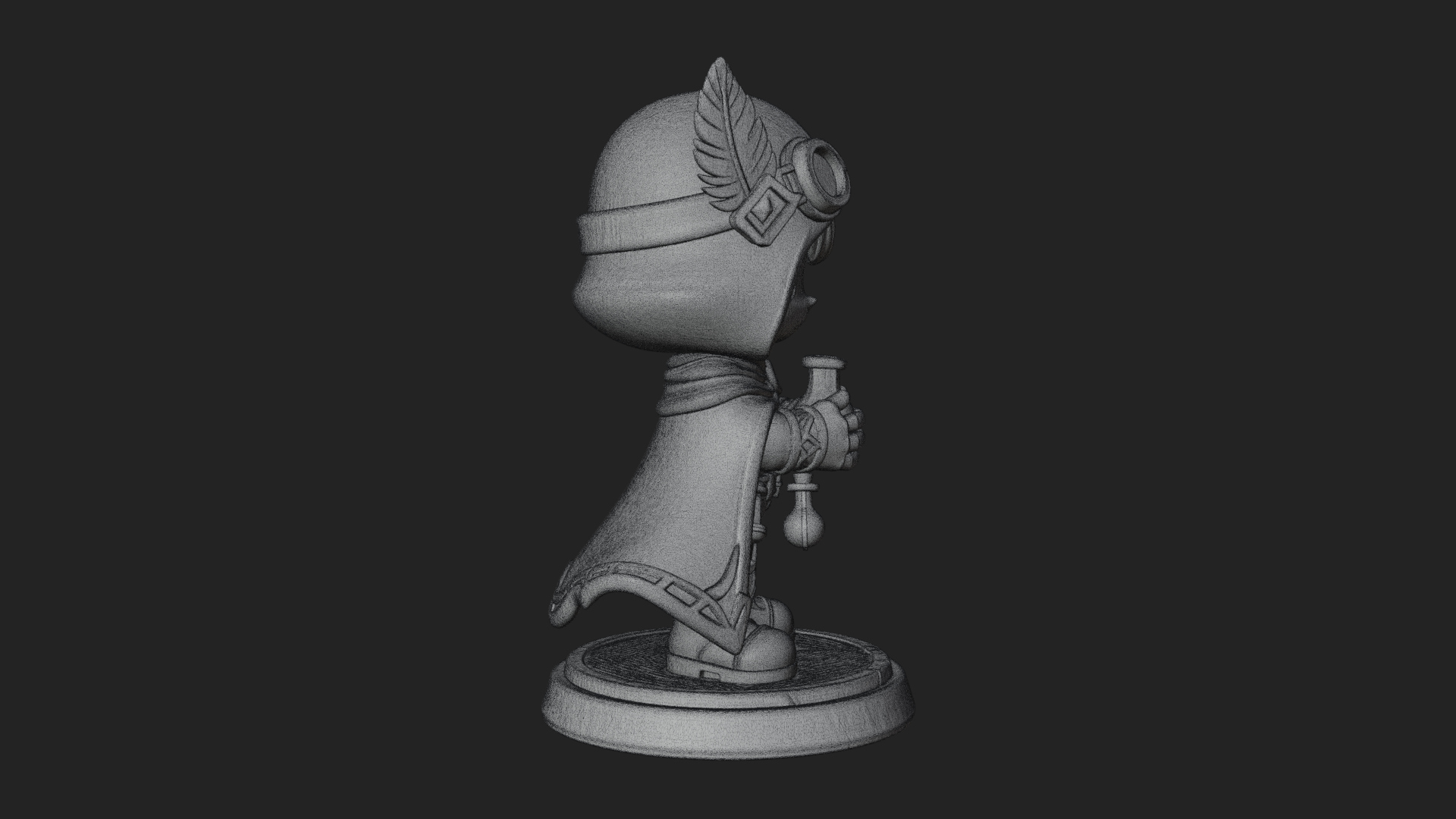 Chibi Hooded Alchemist Statue Design 1 3D Print Model 3D Model