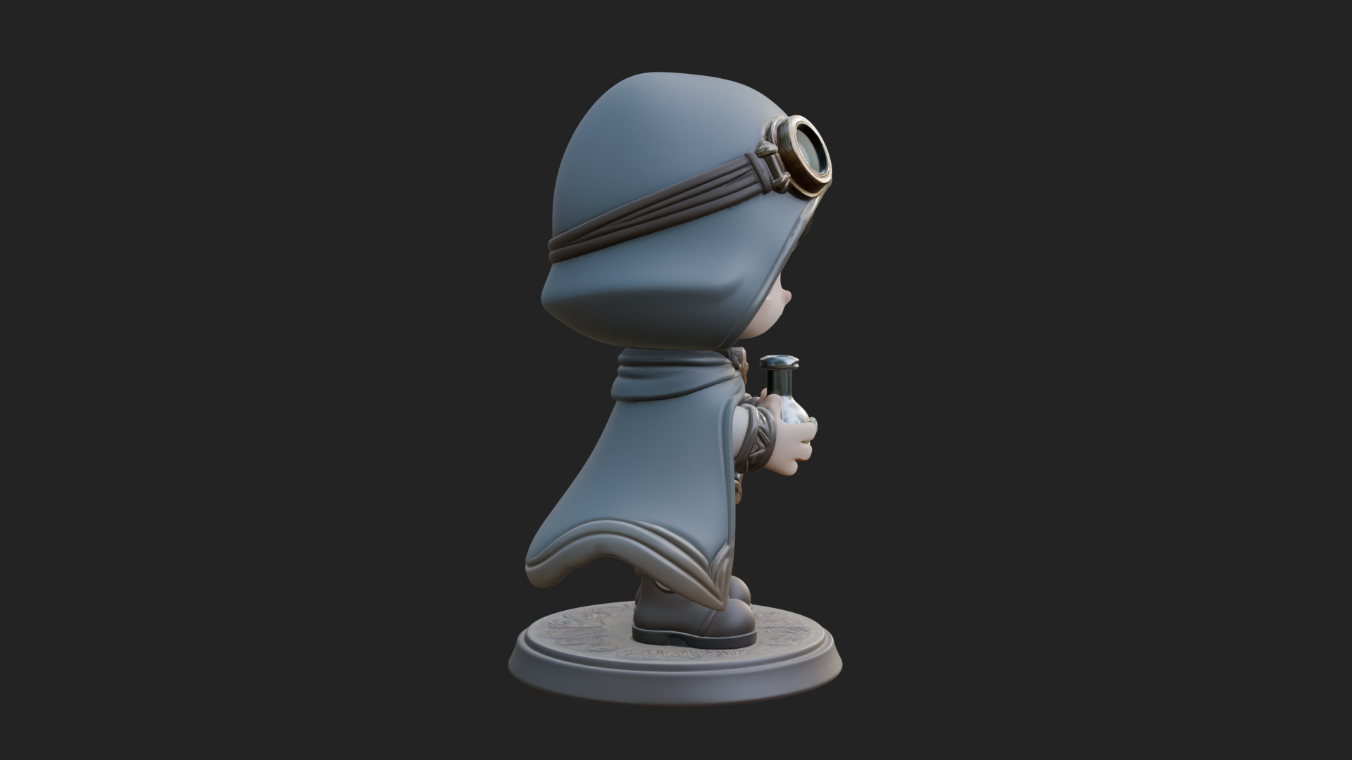 Chibi Hooded Alchemist Statue Design 2 3D Print Model 3D Model