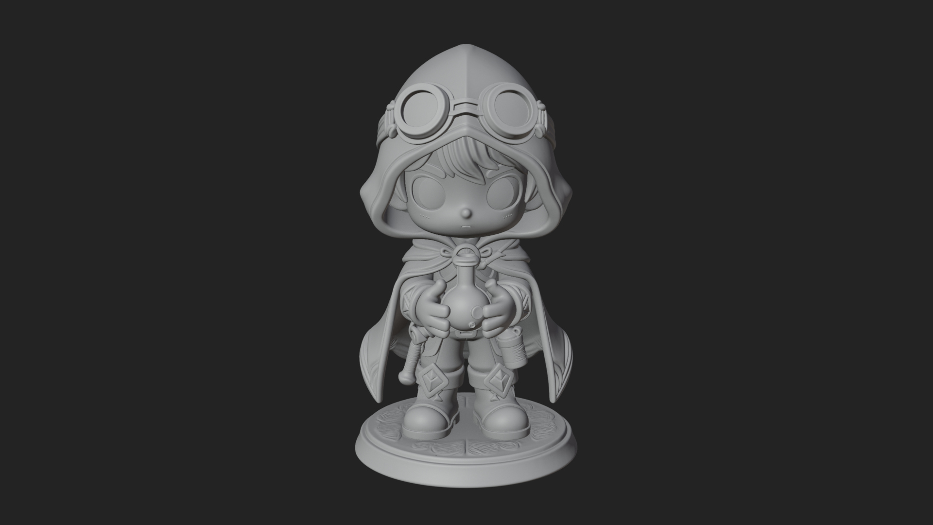 Chibi Hooded Alchemist Statue Design 2 3D Print Model 3D Model