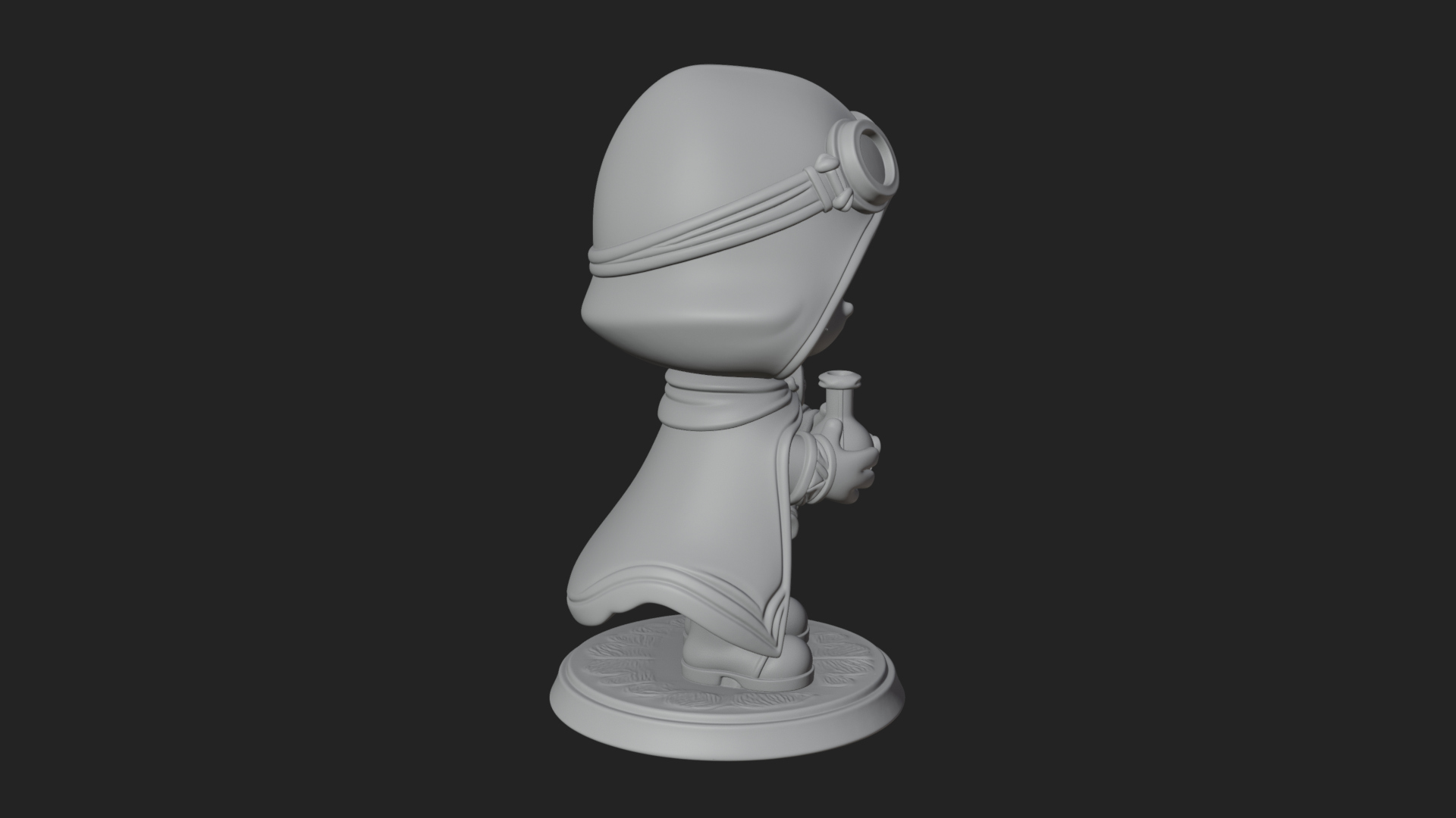 Chibi Hooded Alchemist Statue Design 2 3D Print Model 3D Model