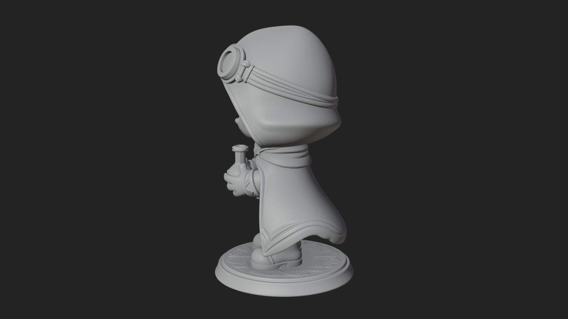 Chibi Hooded Alchemist Statue Design 2 3D Print Model 3D Model