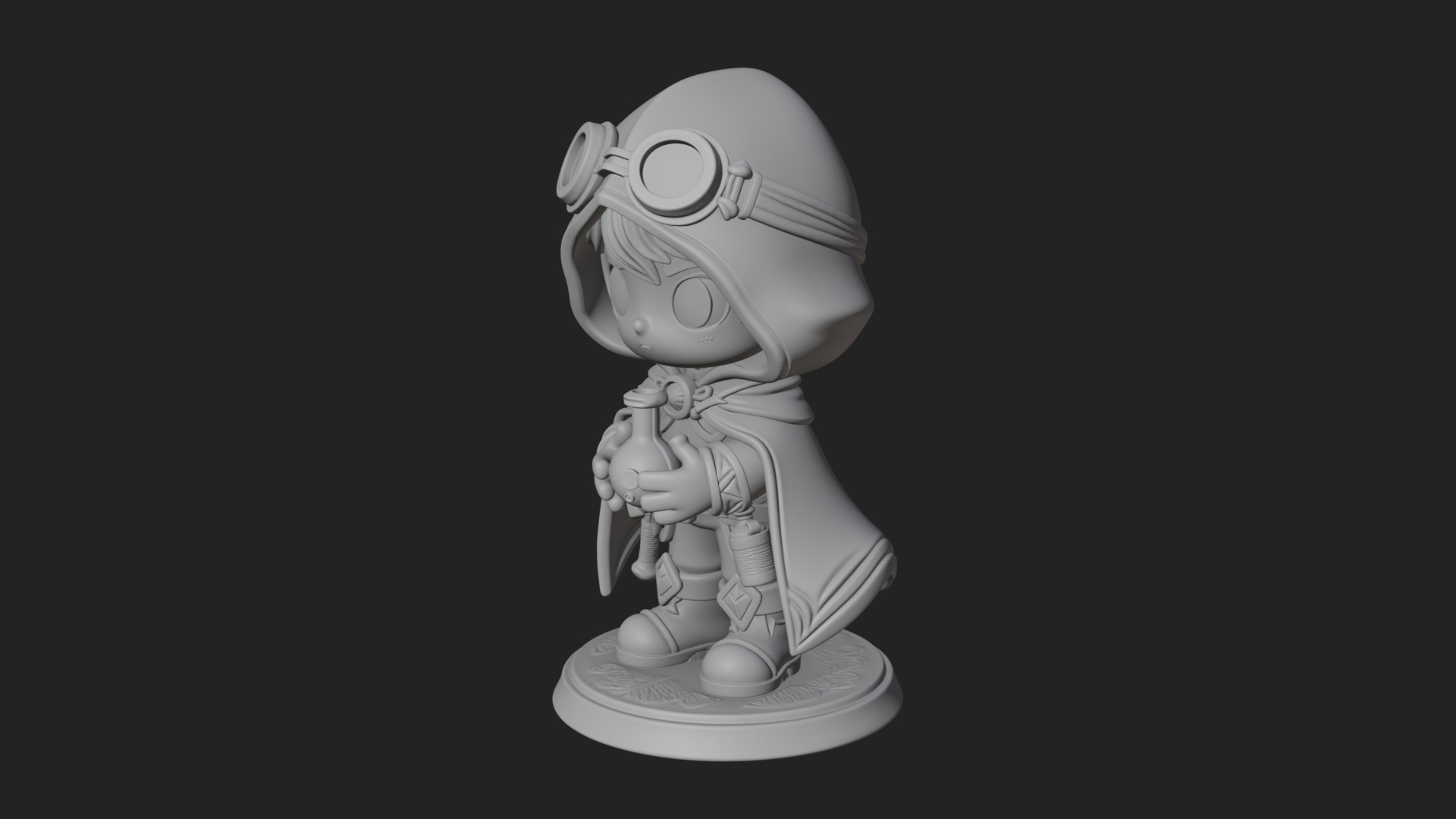 Chibi Hooded Alchemist Statue Design 2 3D Print Model 3D Model