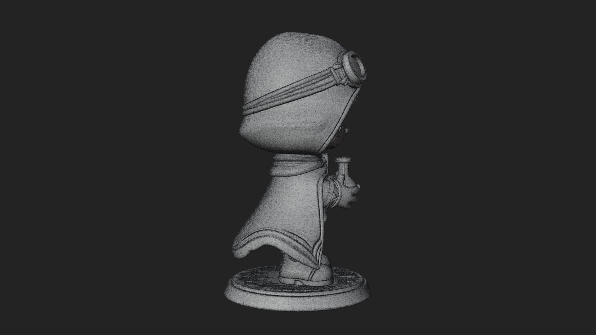Chibi Hooded Alchemist Statue Design 2 3D Print Model 3D Model