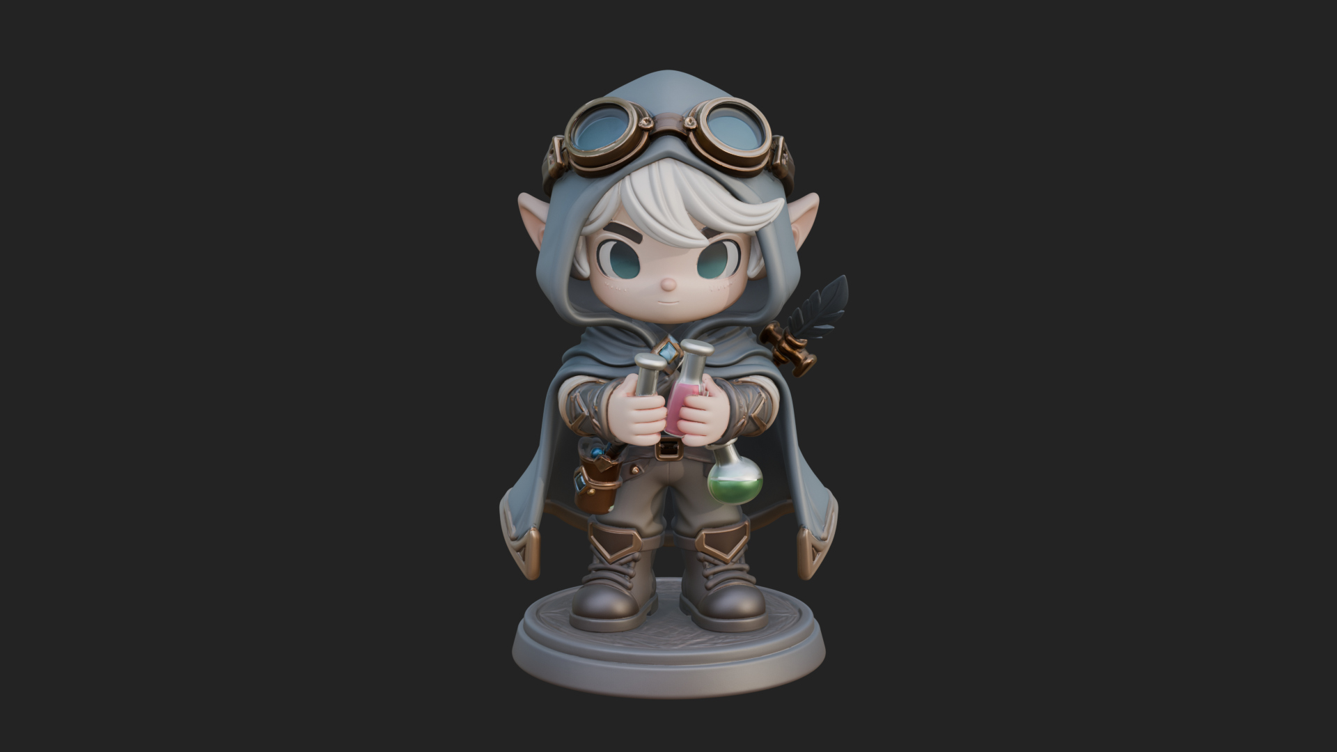 Chibi Hooded Alchemist Statue Design 3 3D Print Model 3D Model