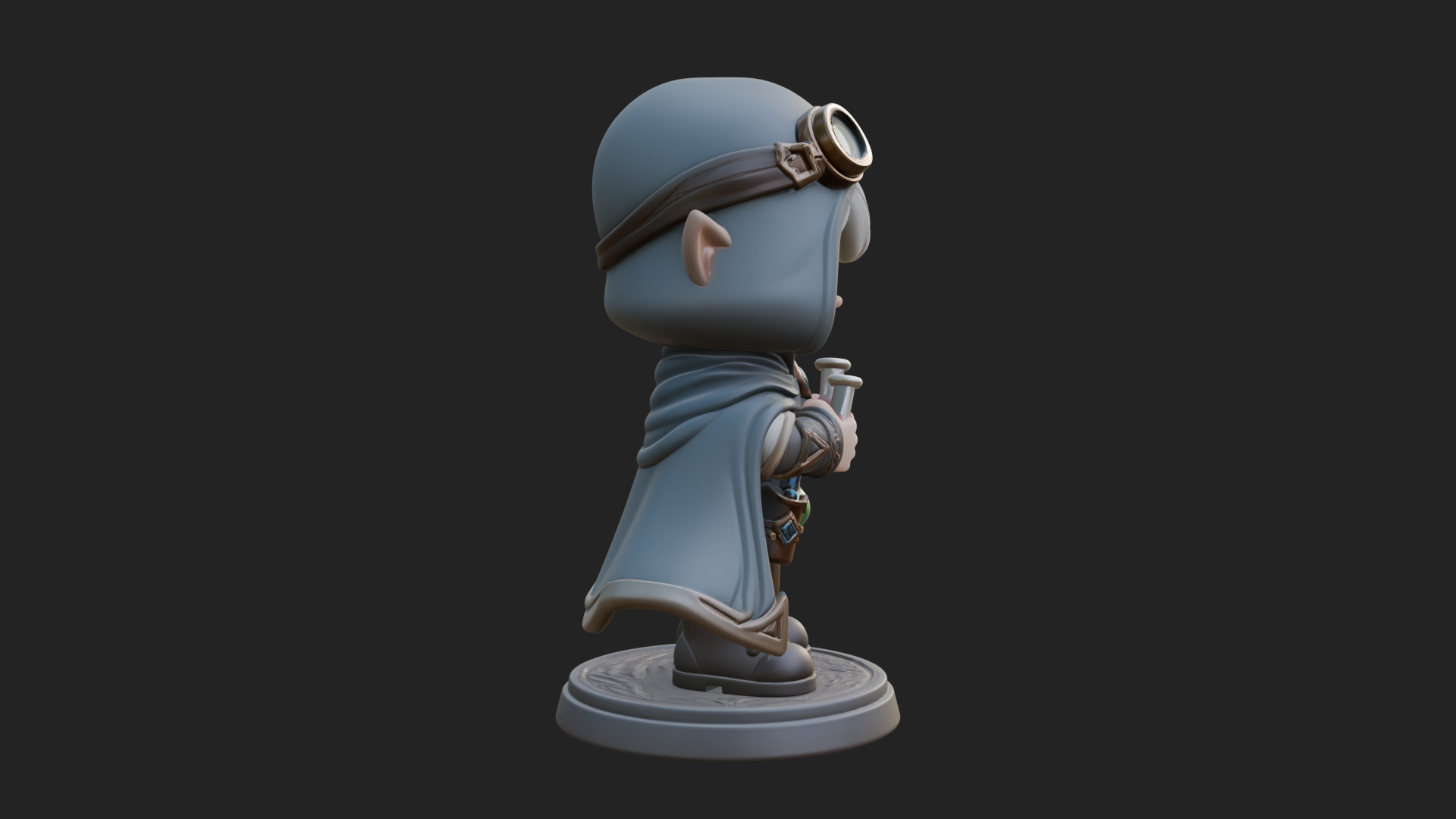 Chibi Hooded Alchemist Statue Design 3 3D Print Model 3D Model