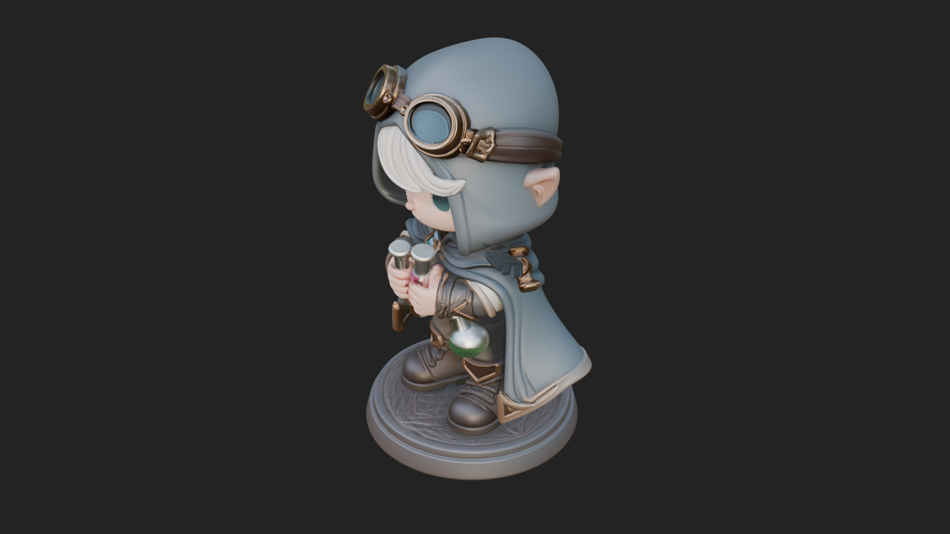 Chibi Hooded Alchemist Statue Design 3 3D Print Model 3D Model